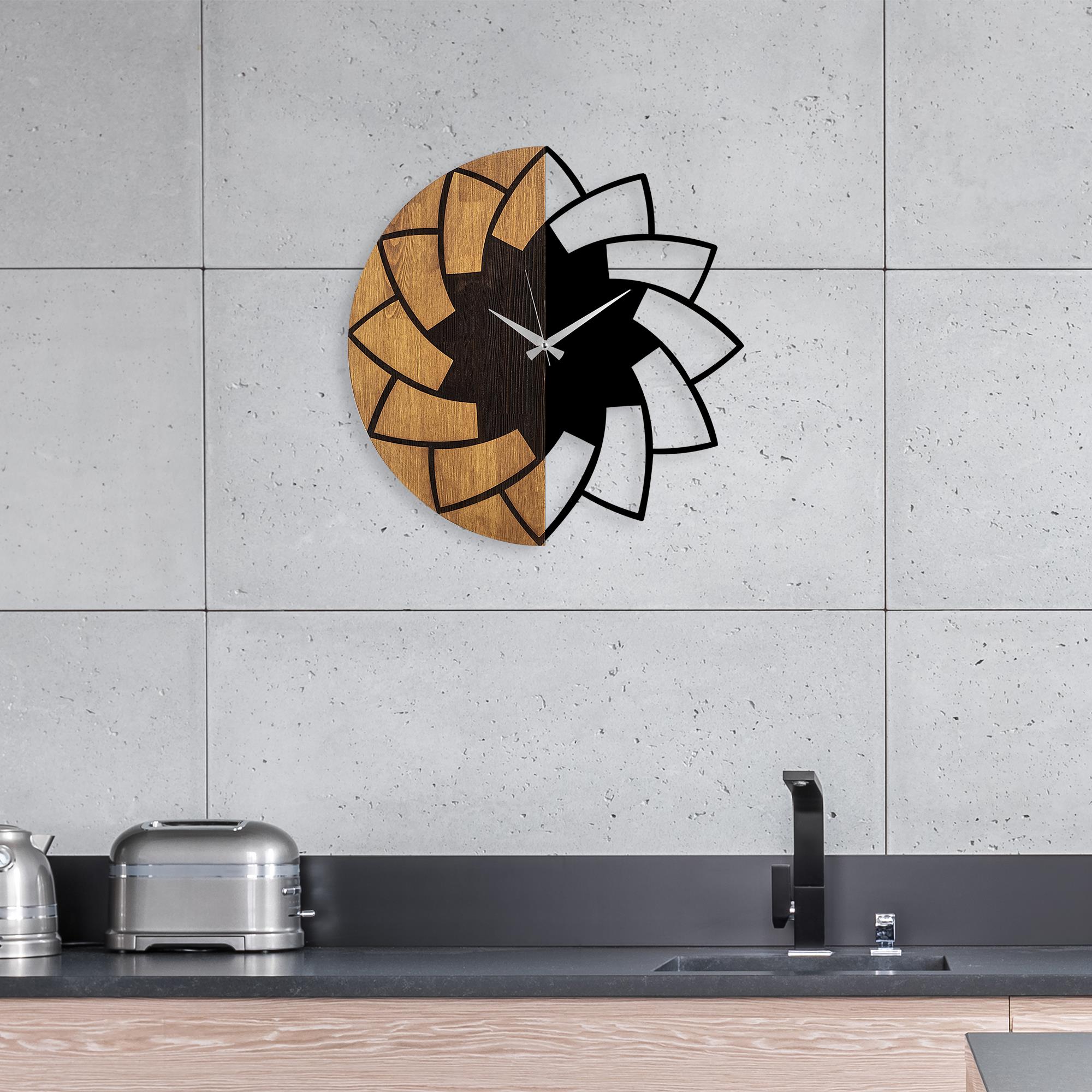 MAS-080 Dekoratif Ahşap Metal Duvar Saati | ByLamp