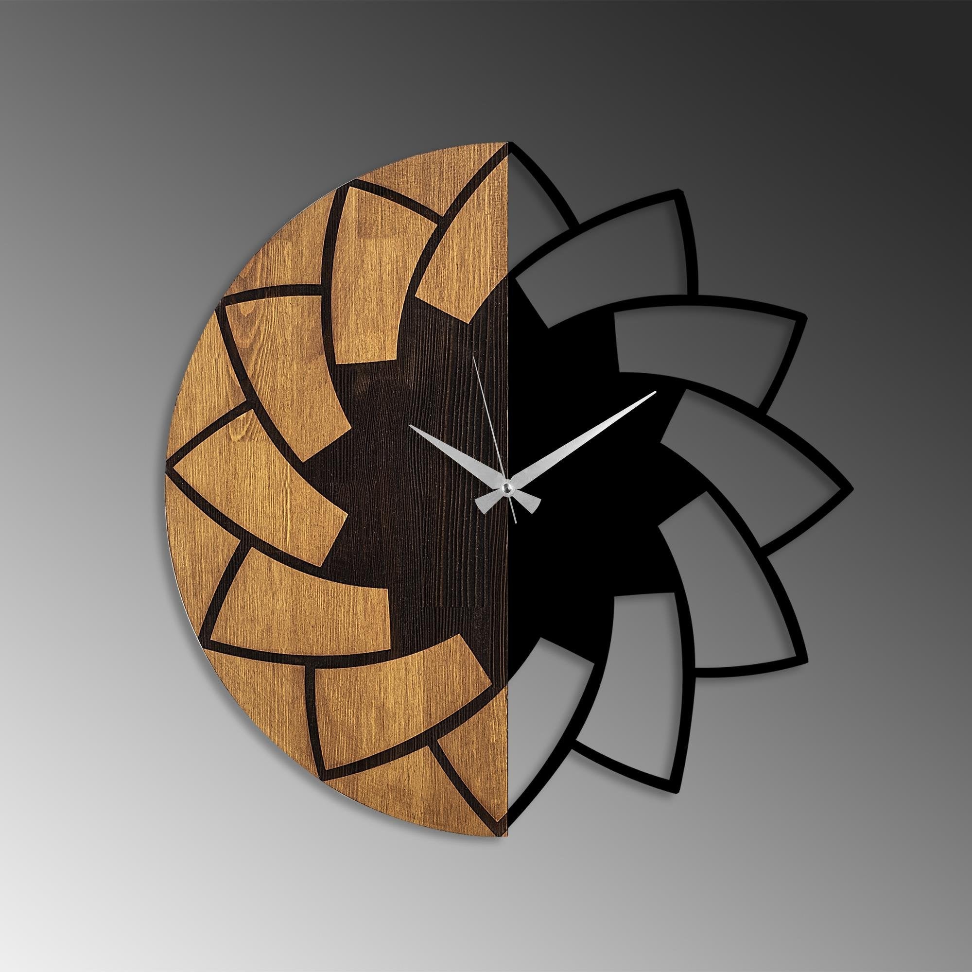 MAS-080 Dekoratif Ahşap Metal Duvar Saati | ByLamp