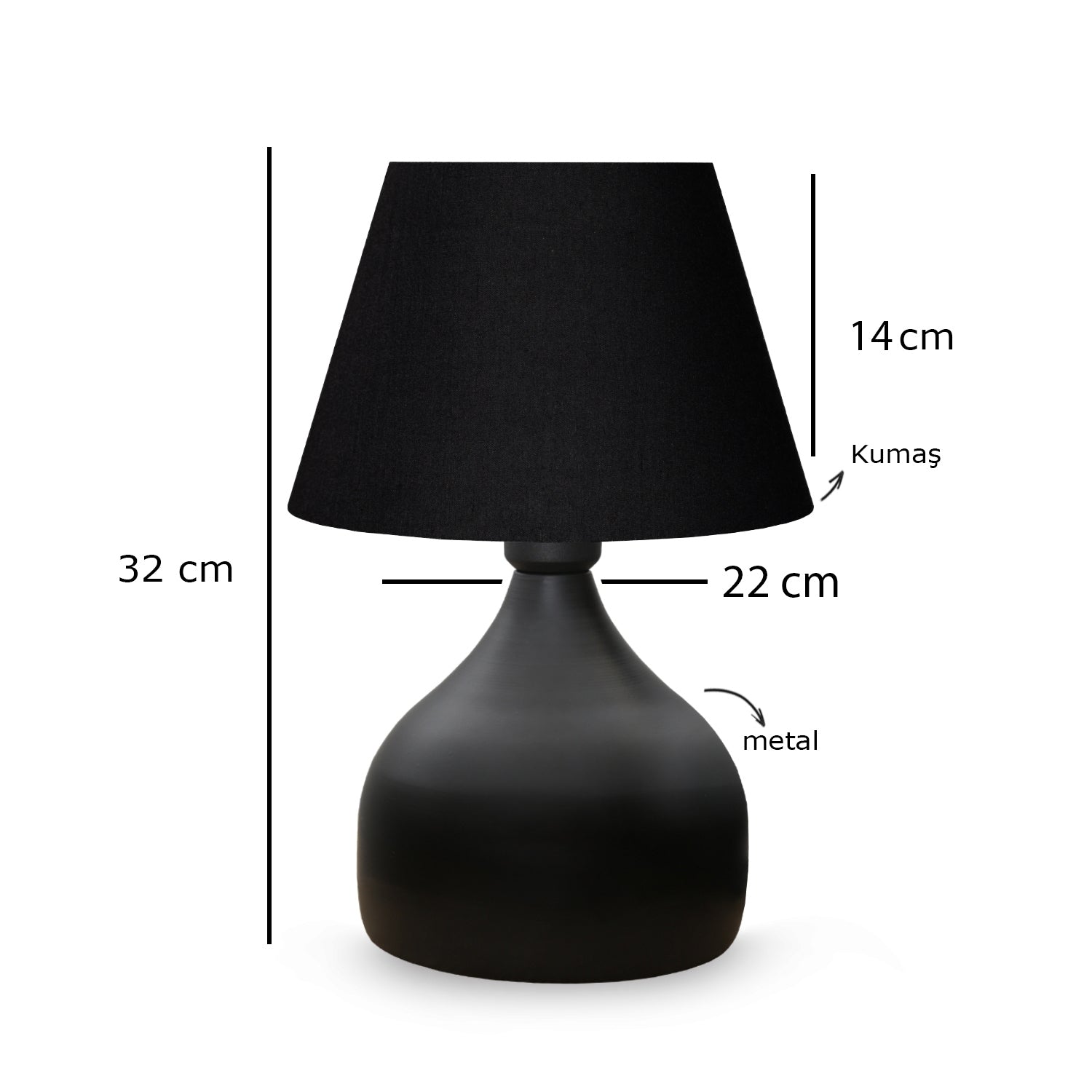 Milano Metal Body Black Fabric Lampshade Table Lamp | ByLamp