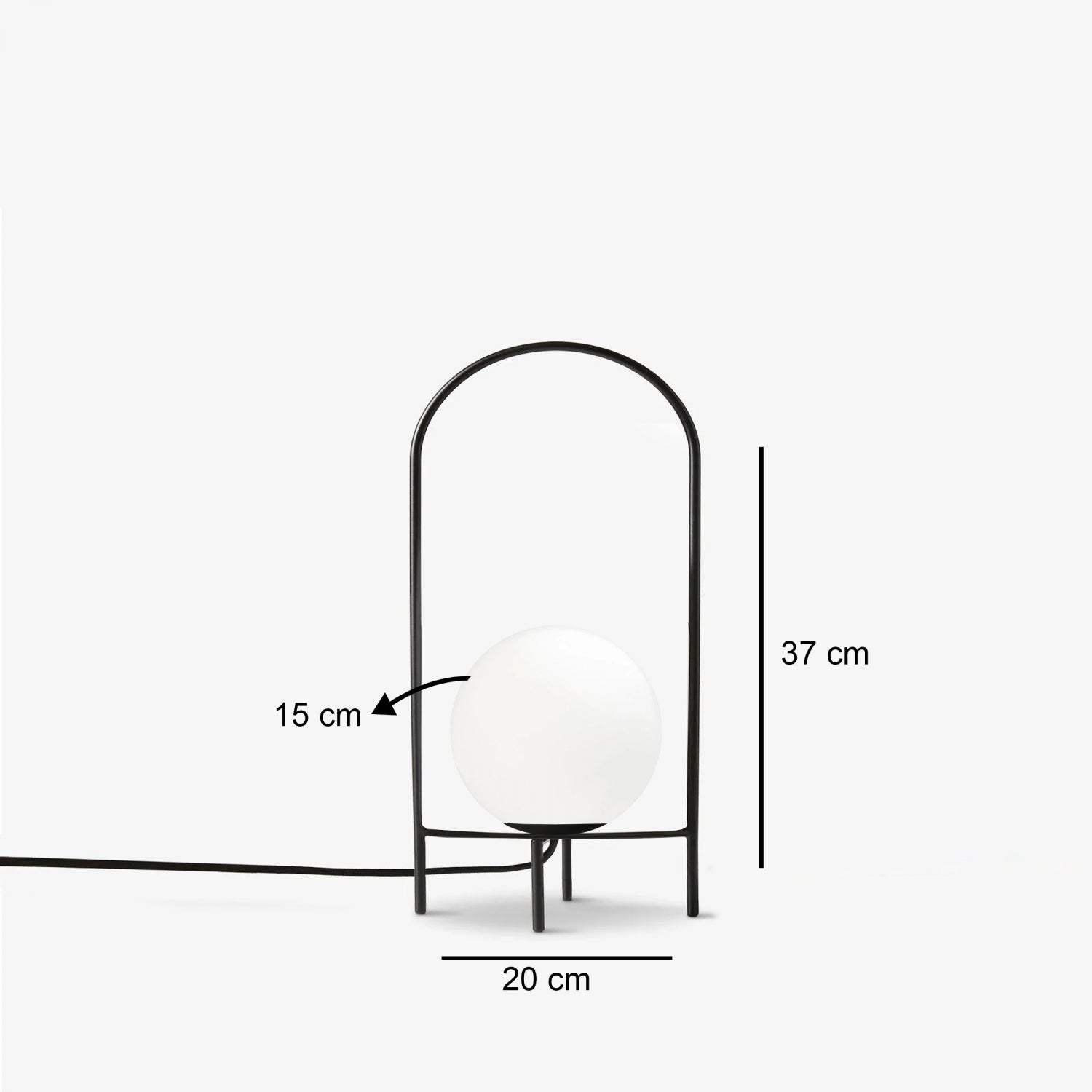 Moon Siyah Metal Cam Masa Lambası | ByLamp