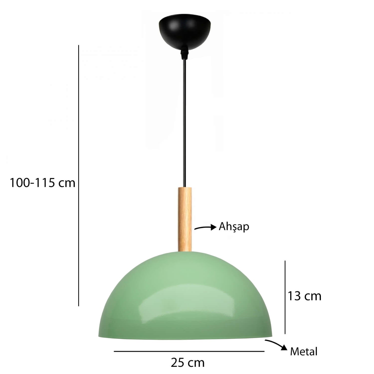 Nuuq Ahşap Detaylı Mint Yeşil Sarkıt | ByLamp
