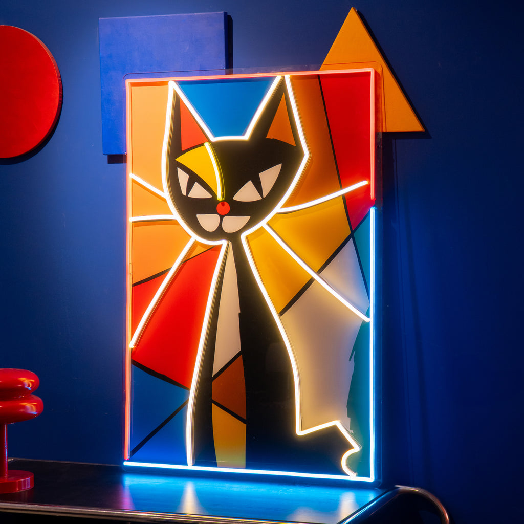 Renkli Soyut Kedi Neon Lamba | ByLamp