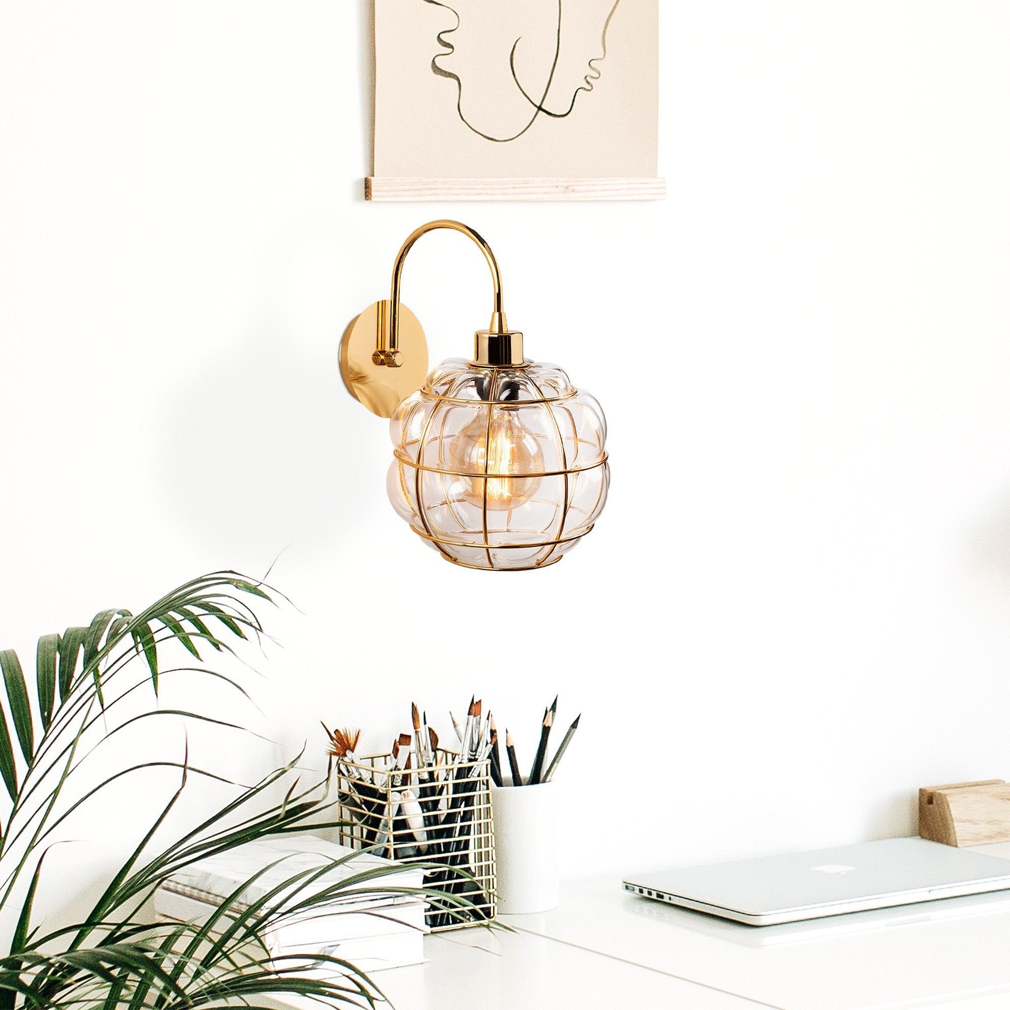 Safderun 402 Cam Aplik Duvar Aydınlatma | ByLamp