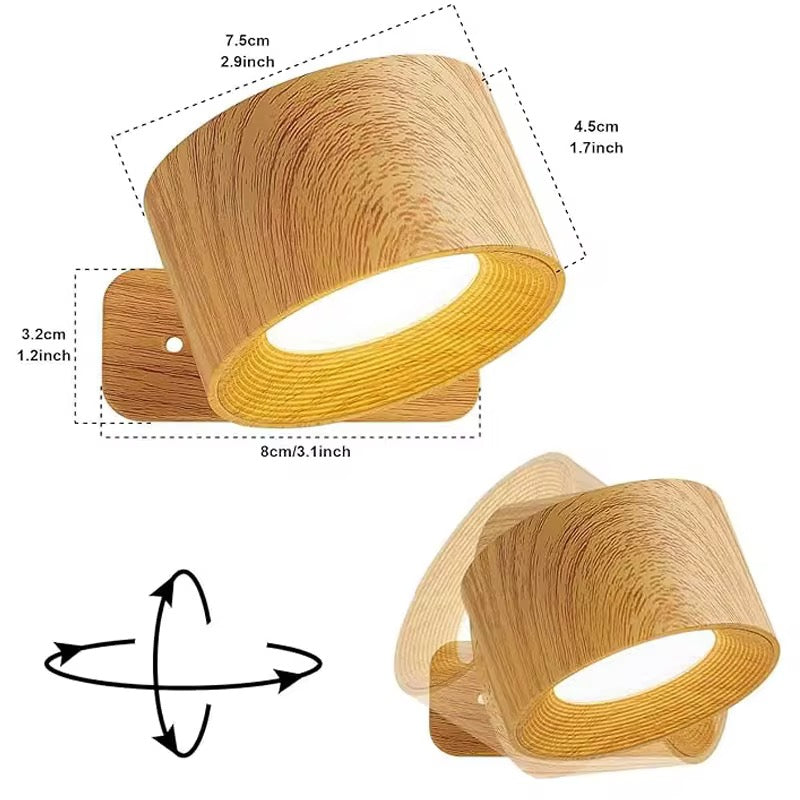 Multi-Colored Remote Control Rechargeable Wall Lamp LED Night Light, 360° Rotatable | ByLamp