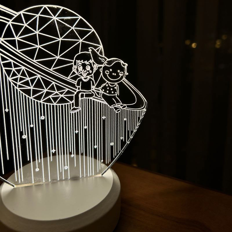 3-dimensional Satun Girl & Male Led Lamp