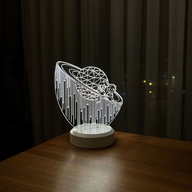 3-dimensional Satun Girl & Male Led Lamp