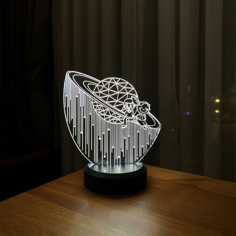 3-dimensional Satun Girl & Male Led Lamp