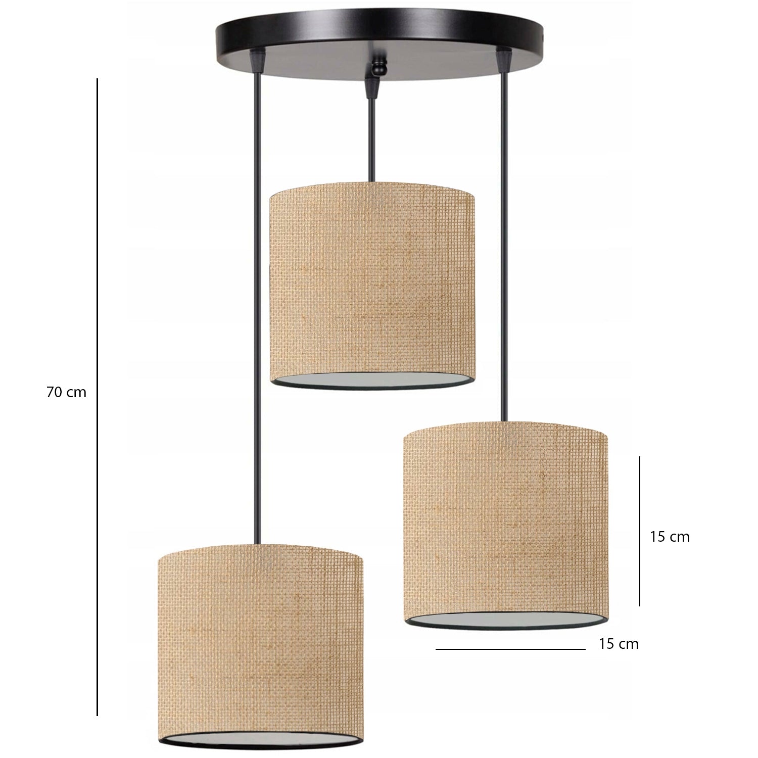 Sveto Jute Fabric 3-piece Lampshade Pendant Lighting | ByLamp