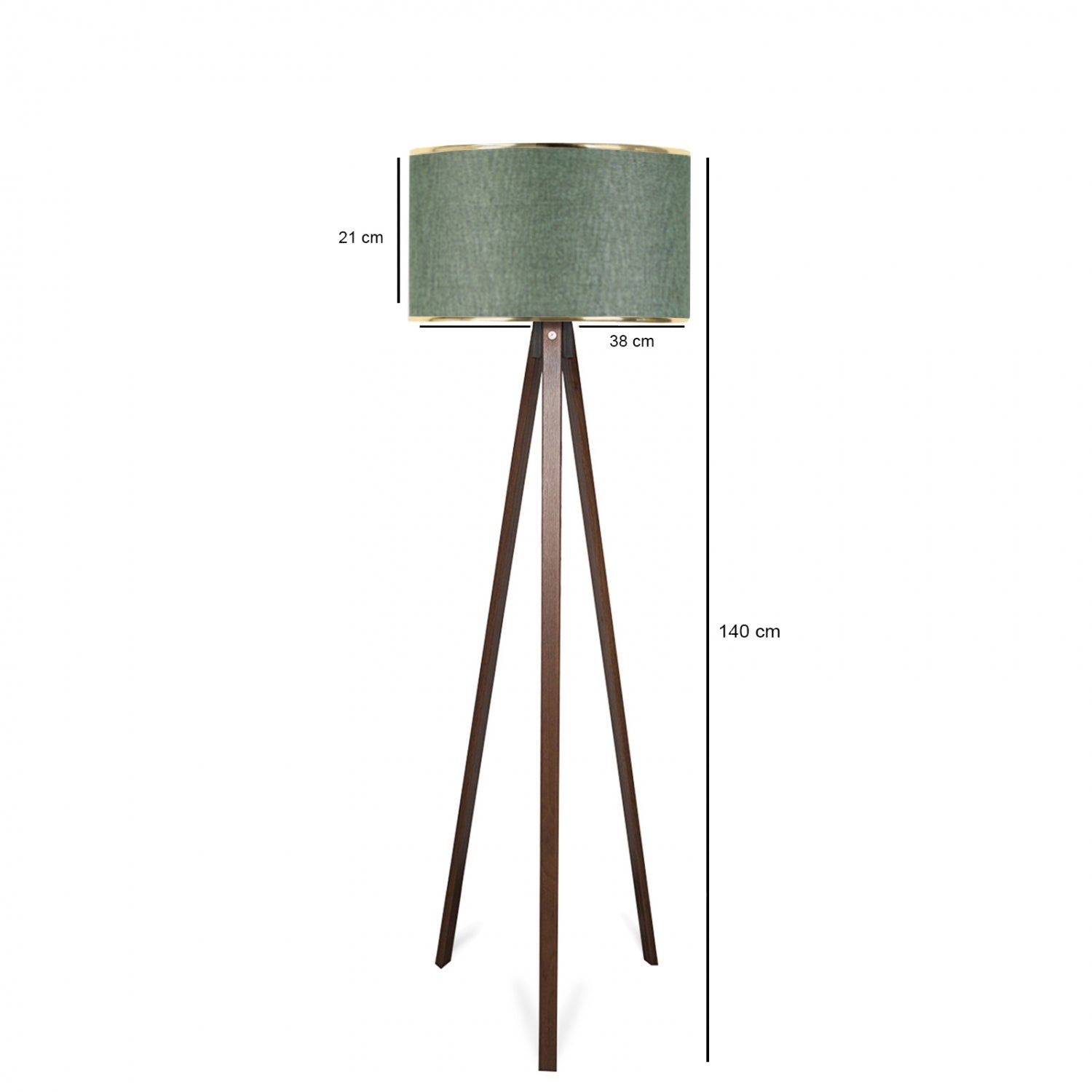 Takoz Gövdeli Gold Detaylı Haki Yeşil Lambader | ByLamp