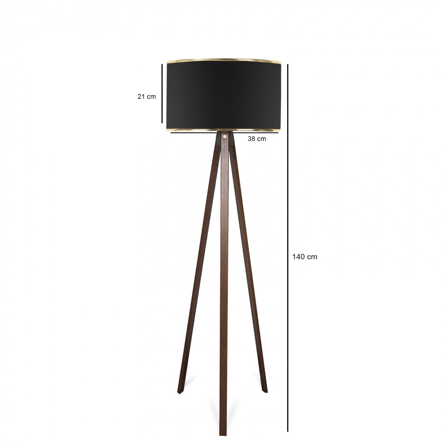 Takoz Gövdeli Gold Detaylı Siyah Lambader | ByLamp