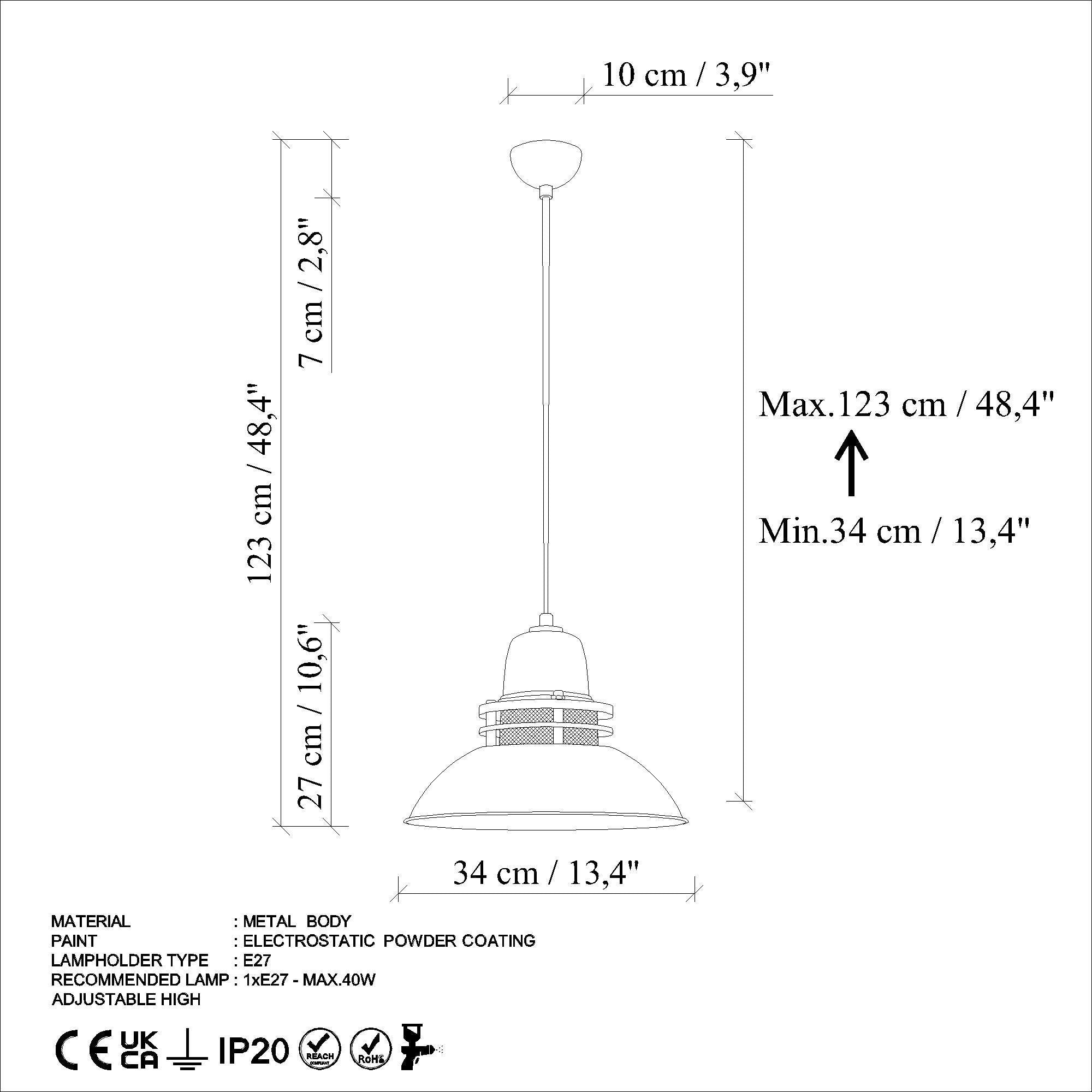 Tibet 3735 Turuncu Sıvama Sarkıt Aydınlatma | ByLamp
