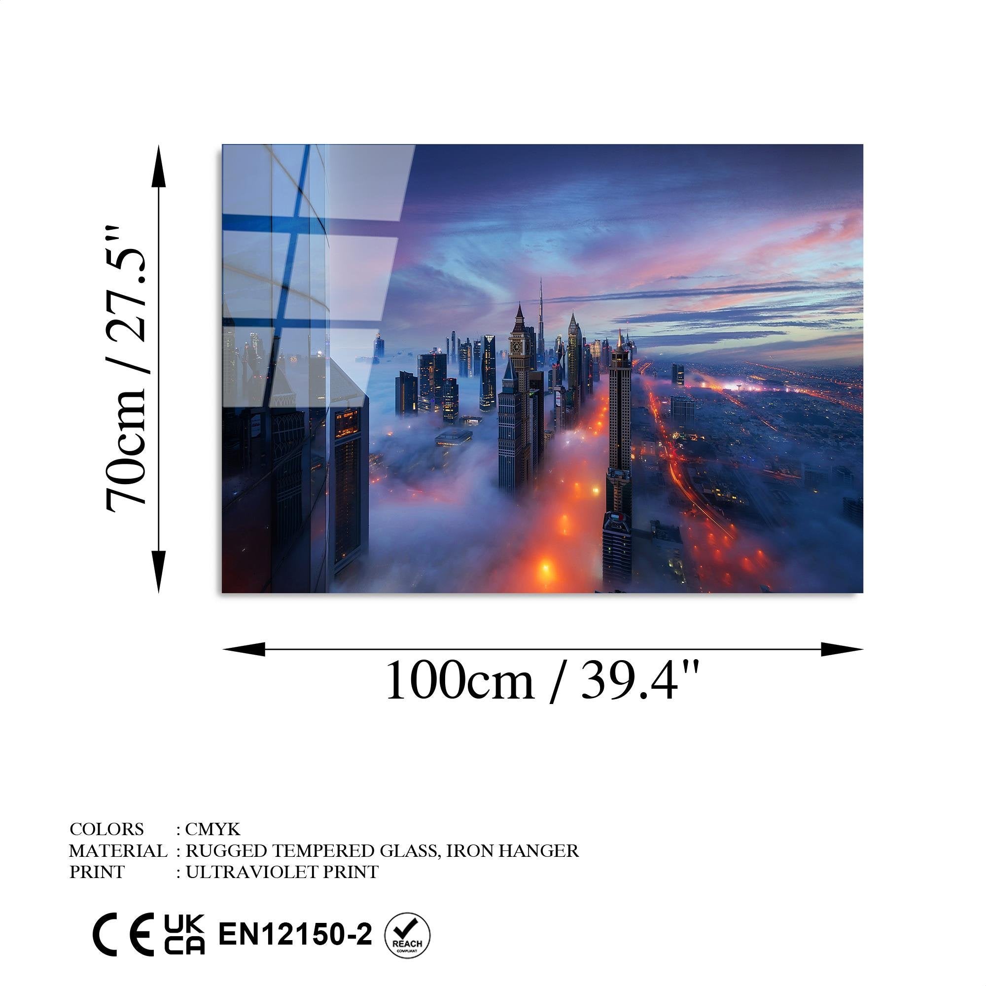 UV-045 Baskılı Cam Dikdörtgen Duvar Tablosu | ByLamp