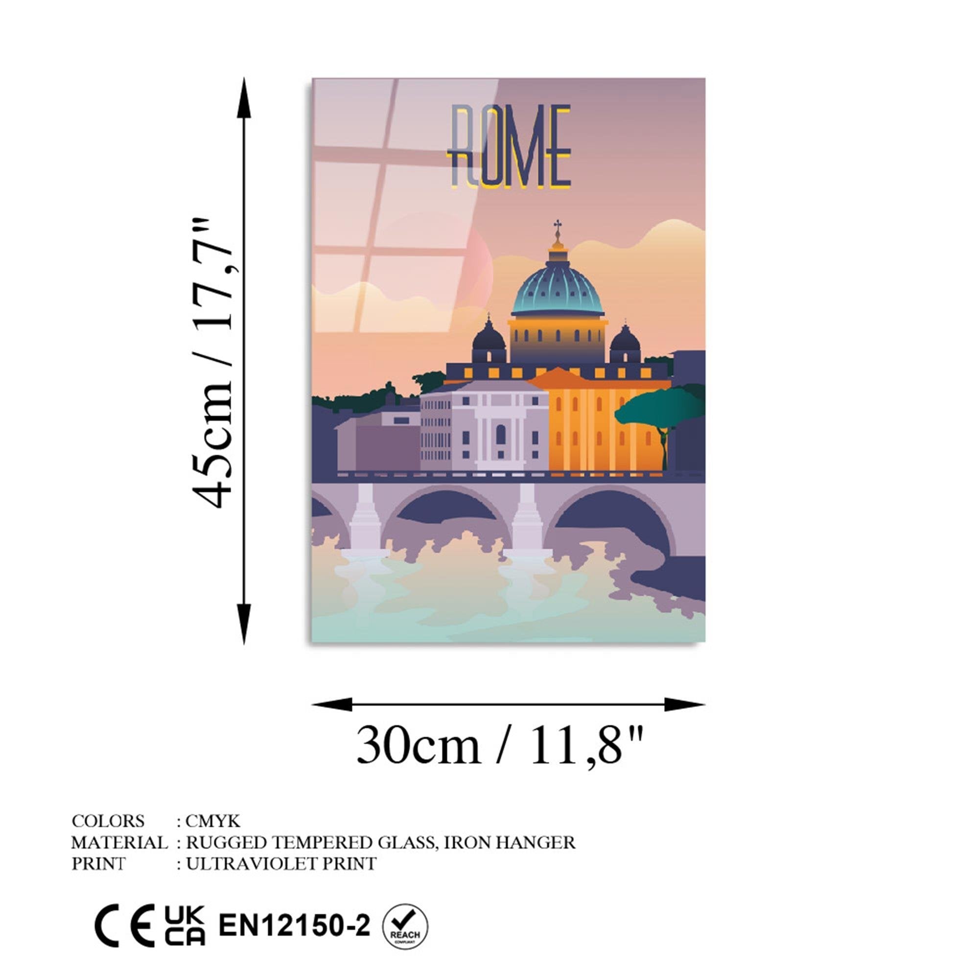 UV-1026 Baskılı Cam Dikdörtgen Duvar Tablosu | ByLamp