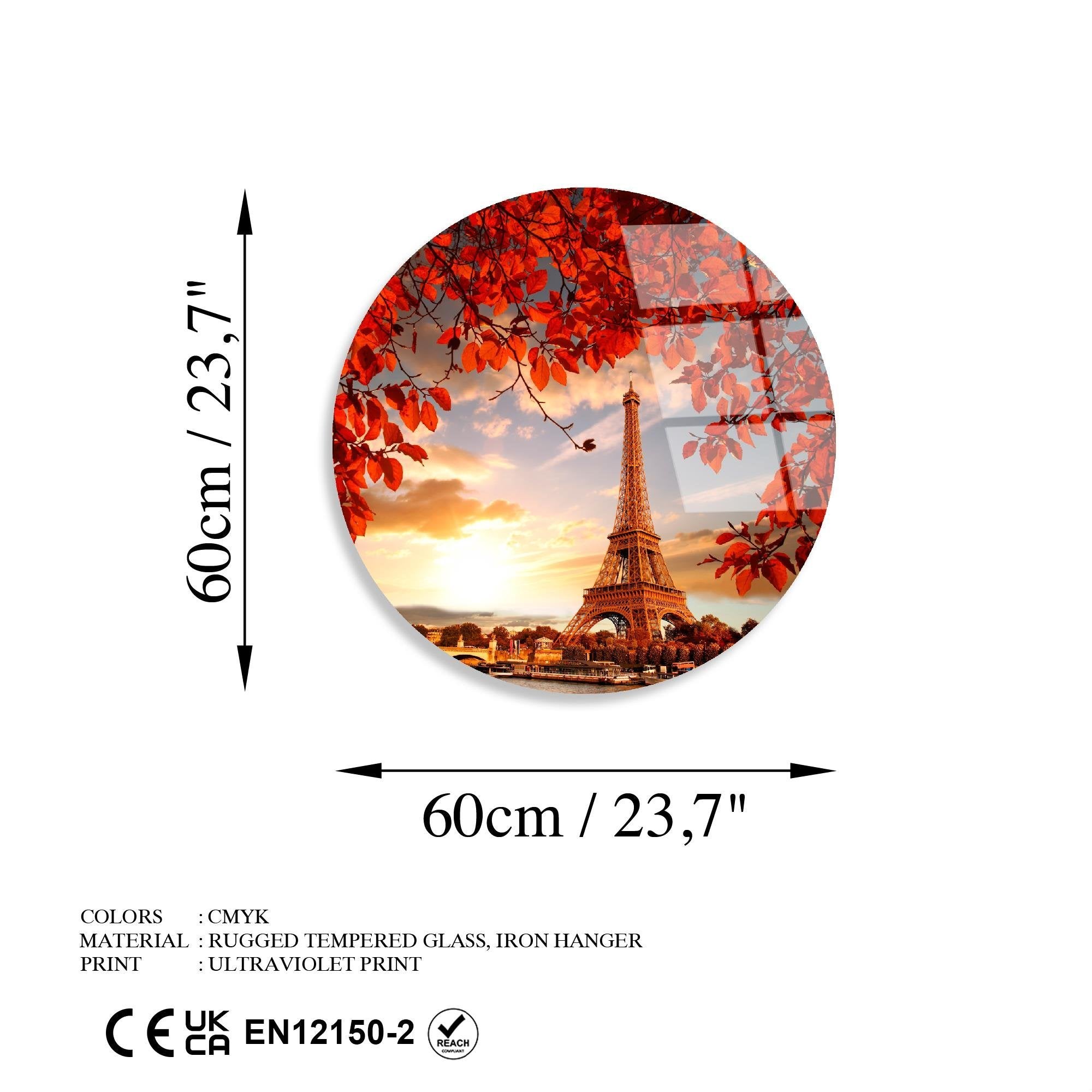 UV-1128 Baskılı Cam Yuvarlak Duvar Tablosu | ByLamp