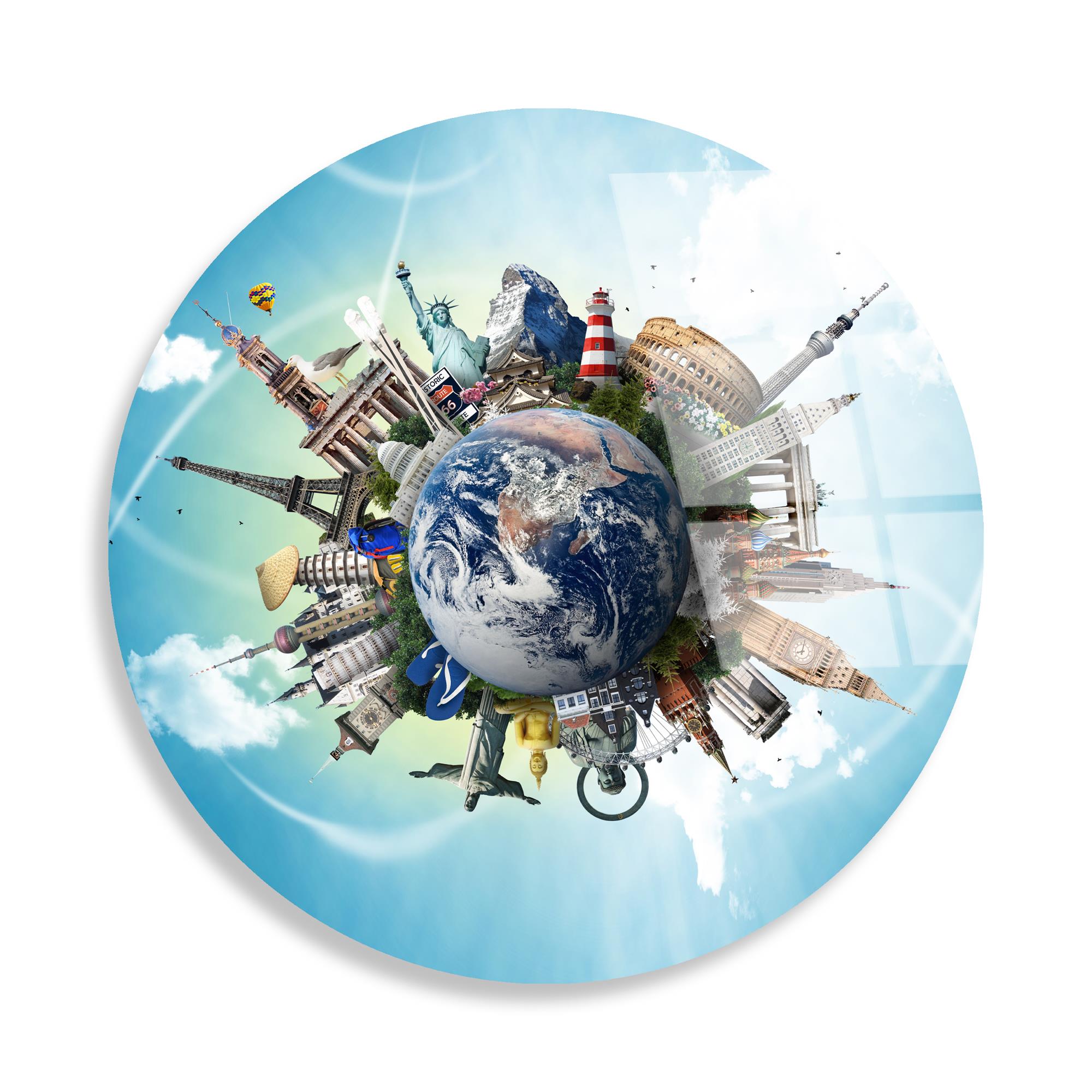 UV-1129 Baskılı Cam Yuvarlak Duvar Tablosu | ByLamp