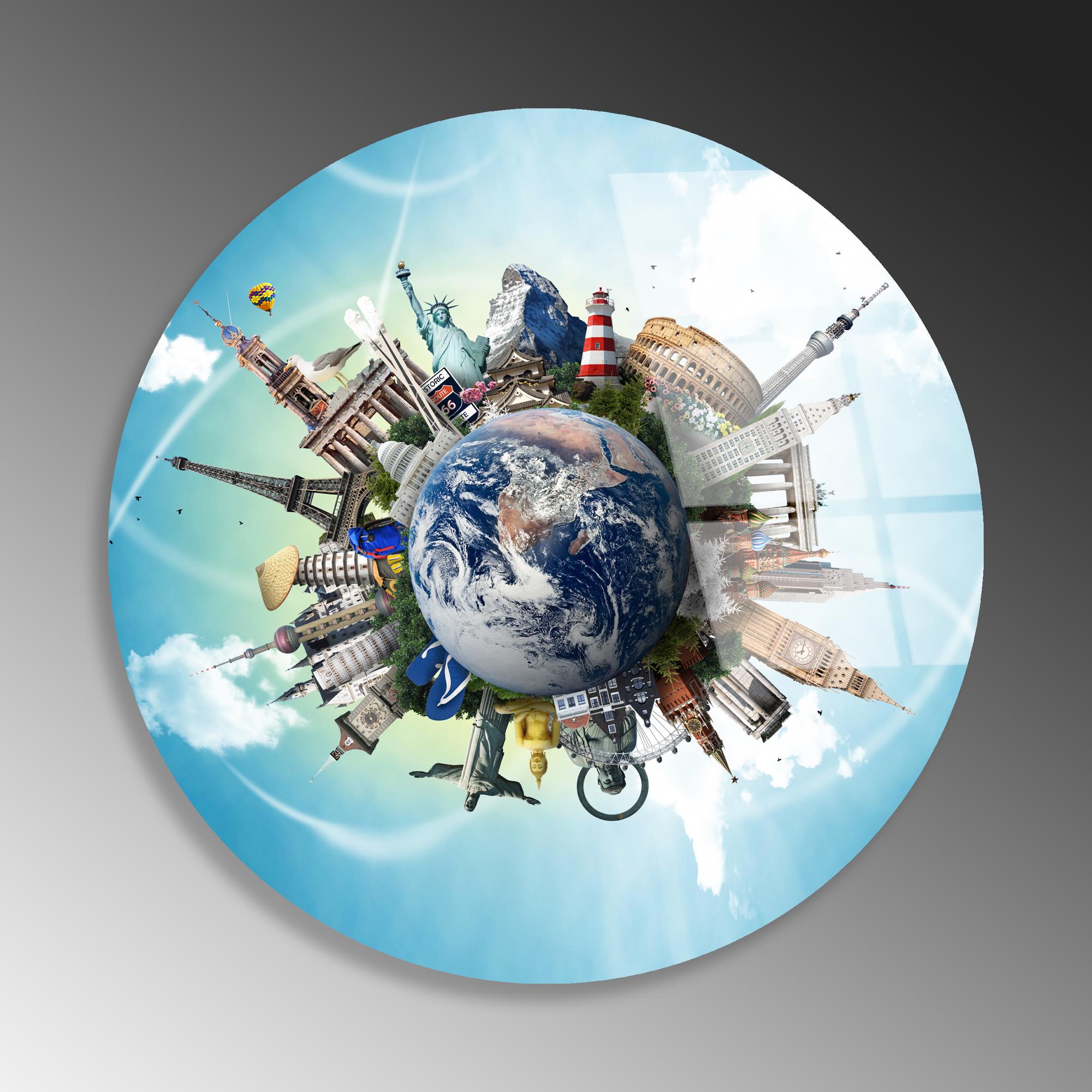 UV-1129 Baskılı Cam Yuvarlak Duvar Tablosu | ByLamp