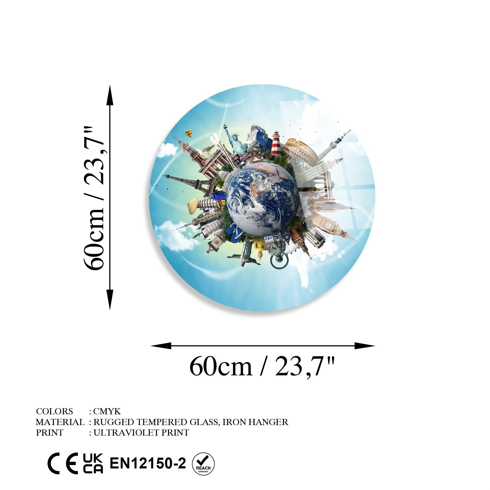 UV-1129 Baskılı Cam Yuvarlak Duvar Tablosu | ByLamp