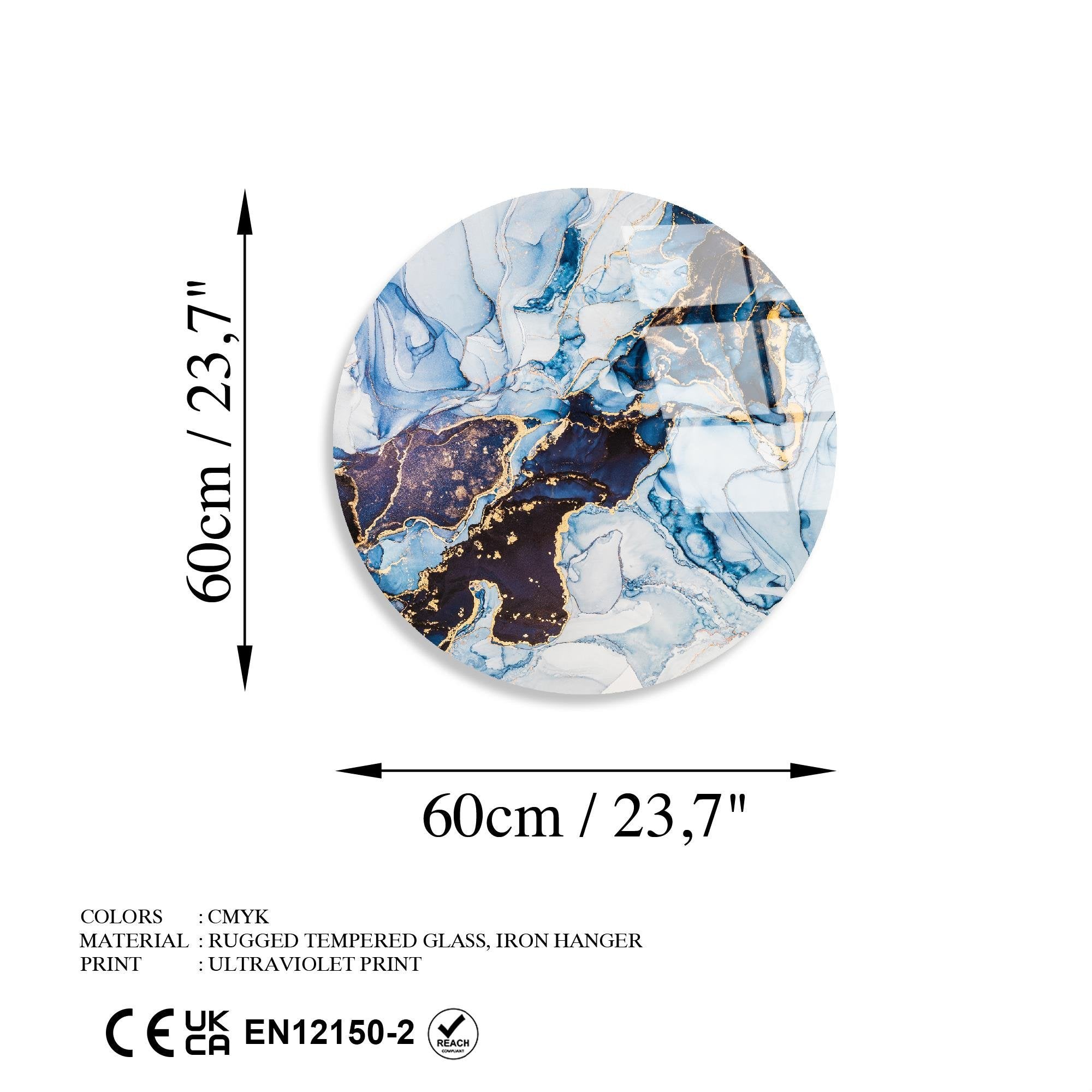 UV-1132 Baskılı Cam Yuvarlak Duvar Tablosu | ByLamp