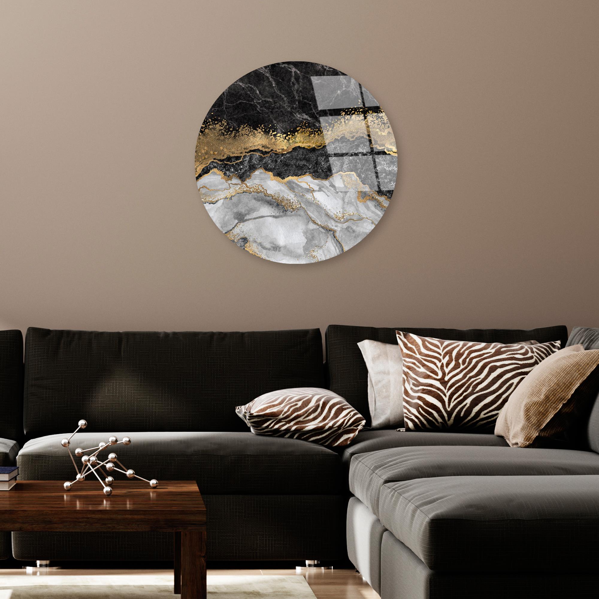 UV-1133 Baskılı Cam Yuvarlak Duvar Tablosu | ByLamp