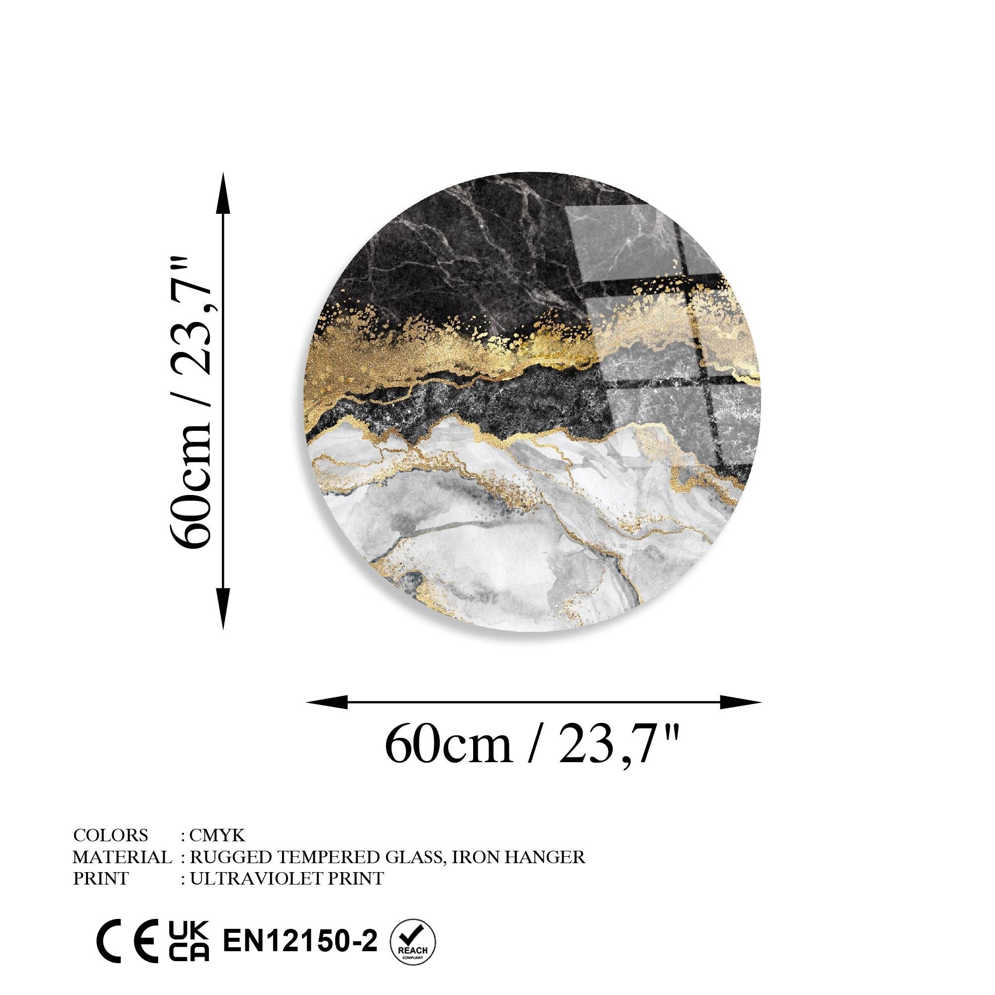 UV-1133 Baskılı Cam Yuvarlak Duvar Tablosu | ByLamp