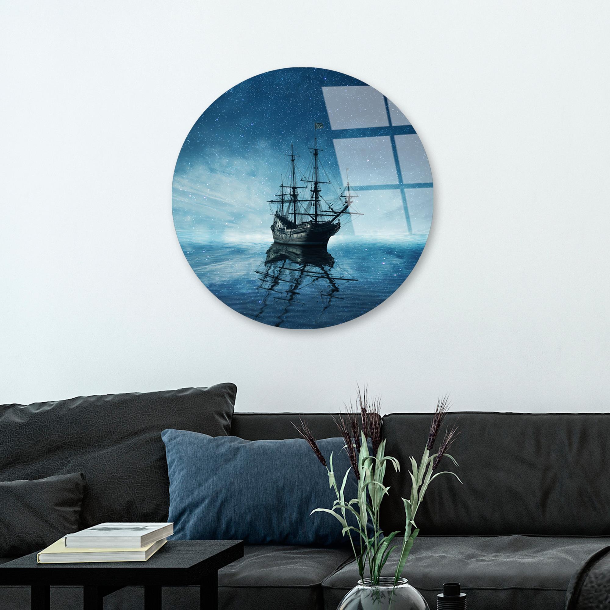 UV-1134 Baskılı Cam Yuvarlak Duvar Tablosu | ByLamp