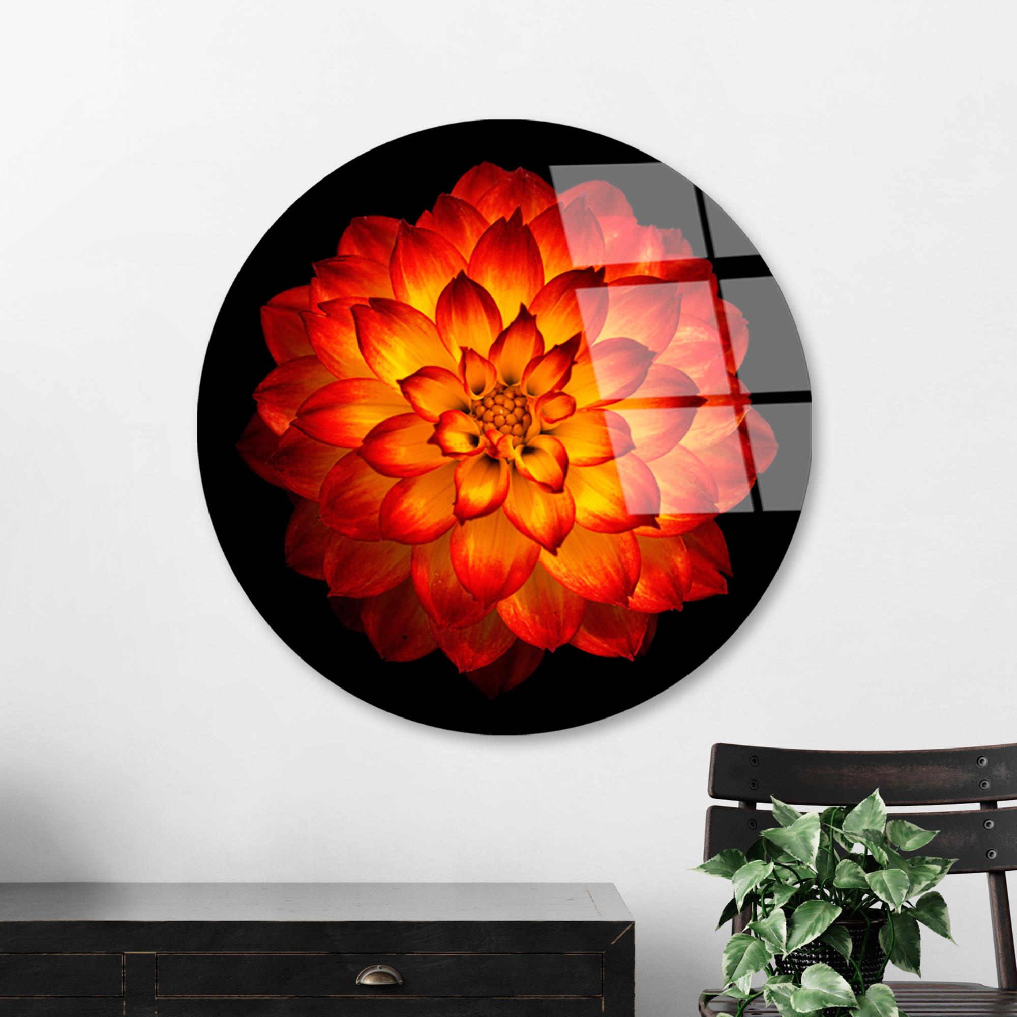 UV-1136 Baskılı Cam Yuvarlak Duvar Tablosu | ByLamp