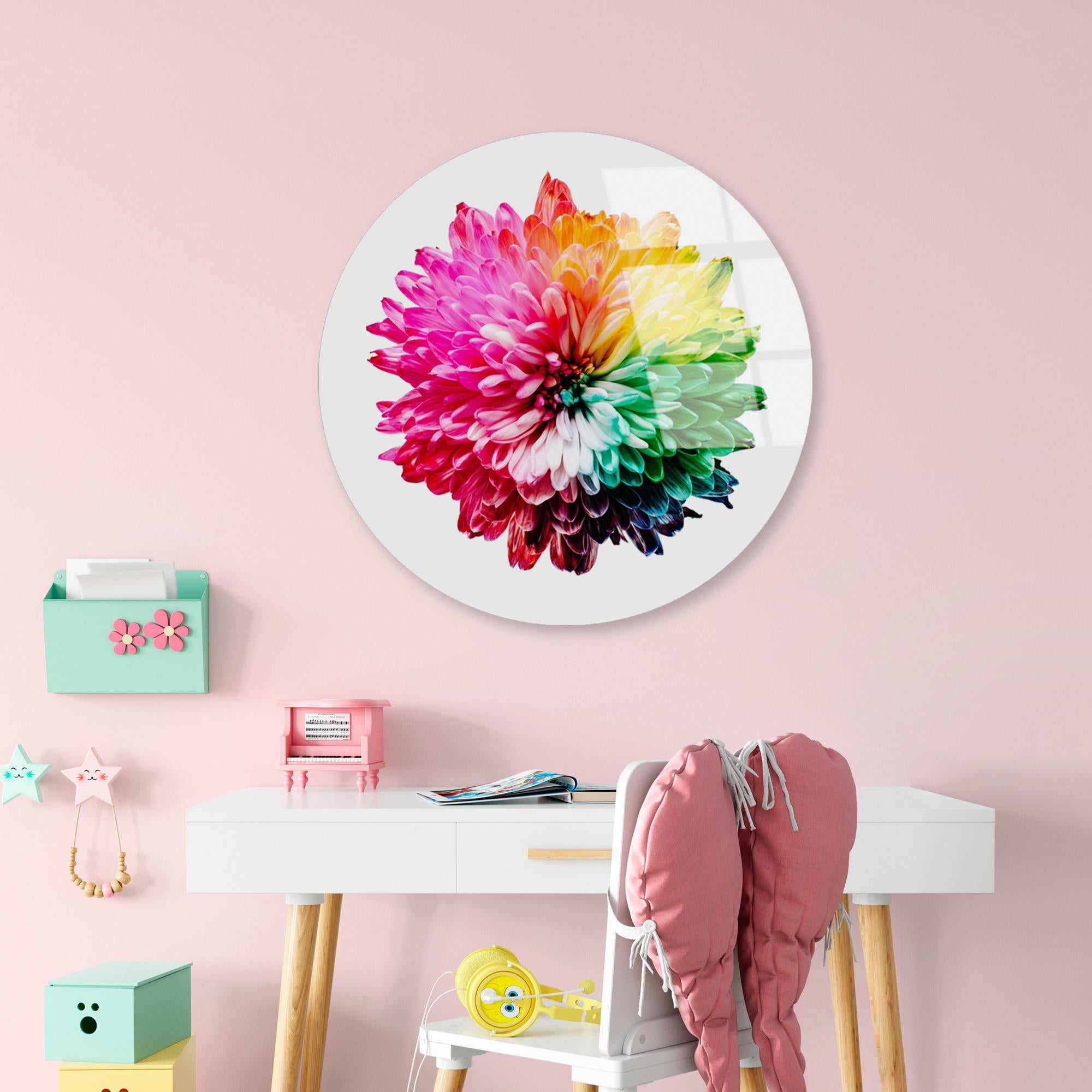 UV-1137 Baskılı Cam Yuvarlak Duvar Tablosu | ByLamp