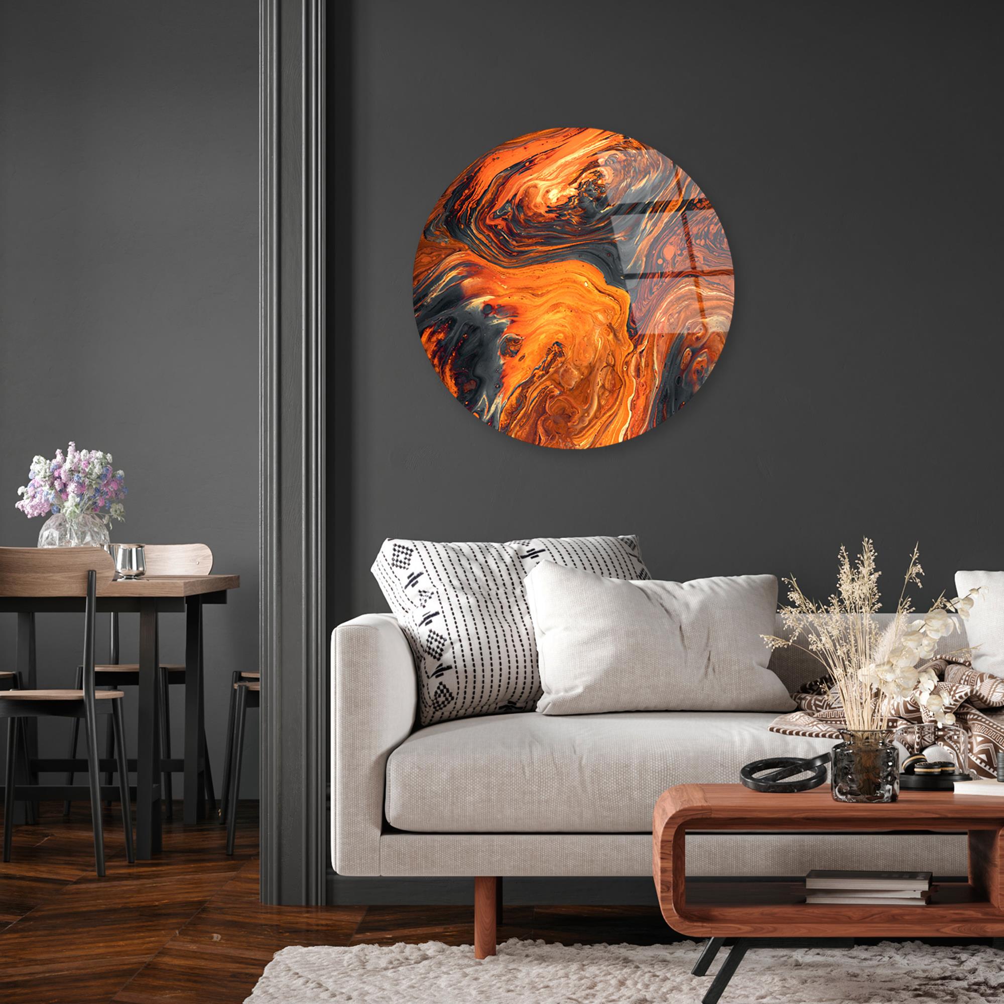 UV-1140 Baskılı Cam Yuvarlak Duvar Tablosu | ByLamp