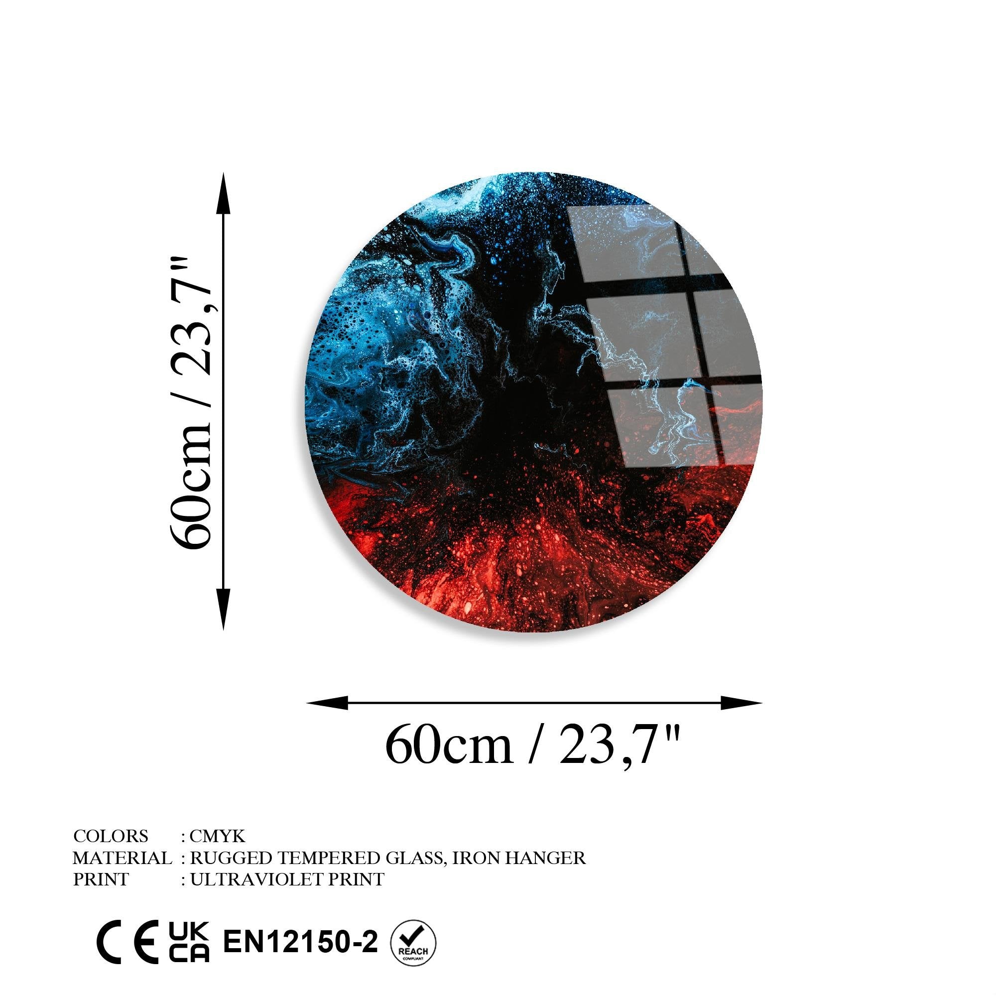 UV-1141 Baskılı Cam Yuvarlak Duvar Tablosu | ByLamp