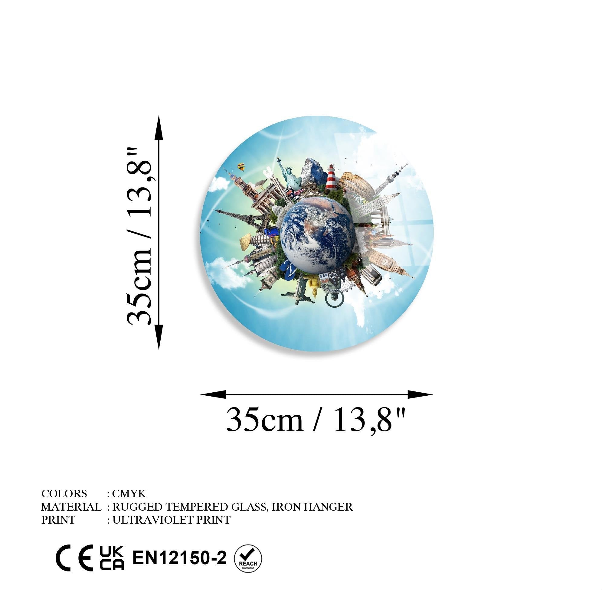 UV-1149 Baskılı Cam Yuvarlak Duvar Tablosu | ByLamp