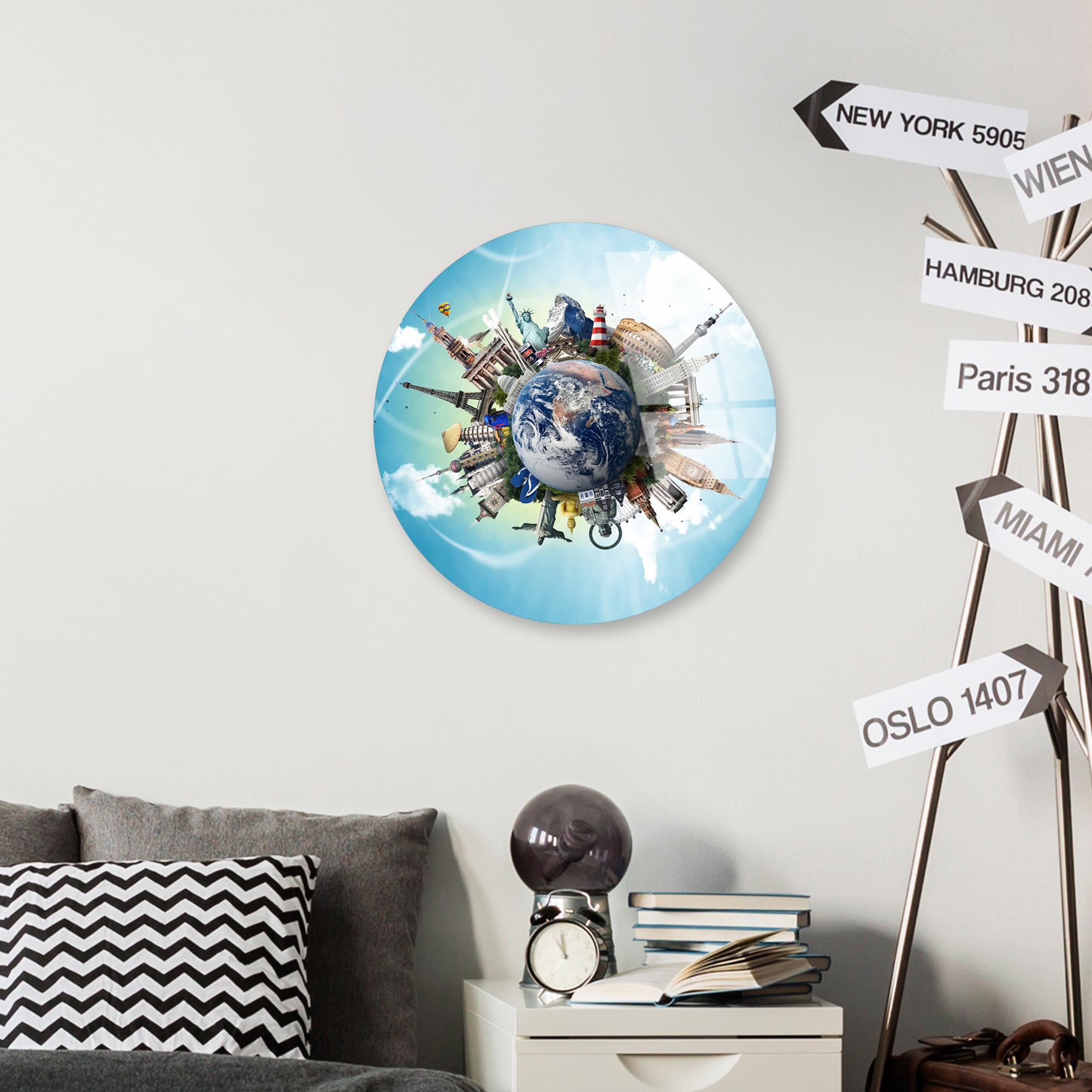 UV-1149 Baskılı Cam Yuvarlak Duvar Tablosu | ByLamp