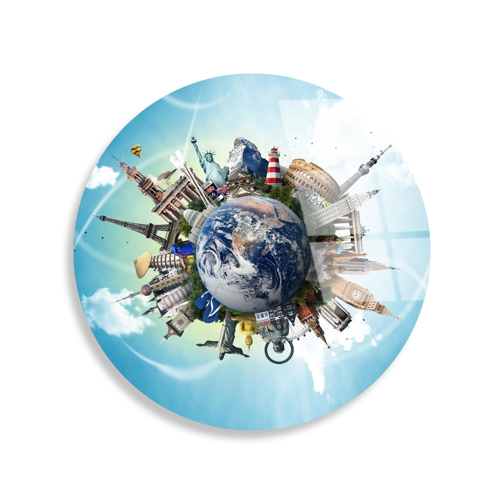 UV-1149 Baskılı Cam Yuvarlak Duvar Tablosu | ByLamp