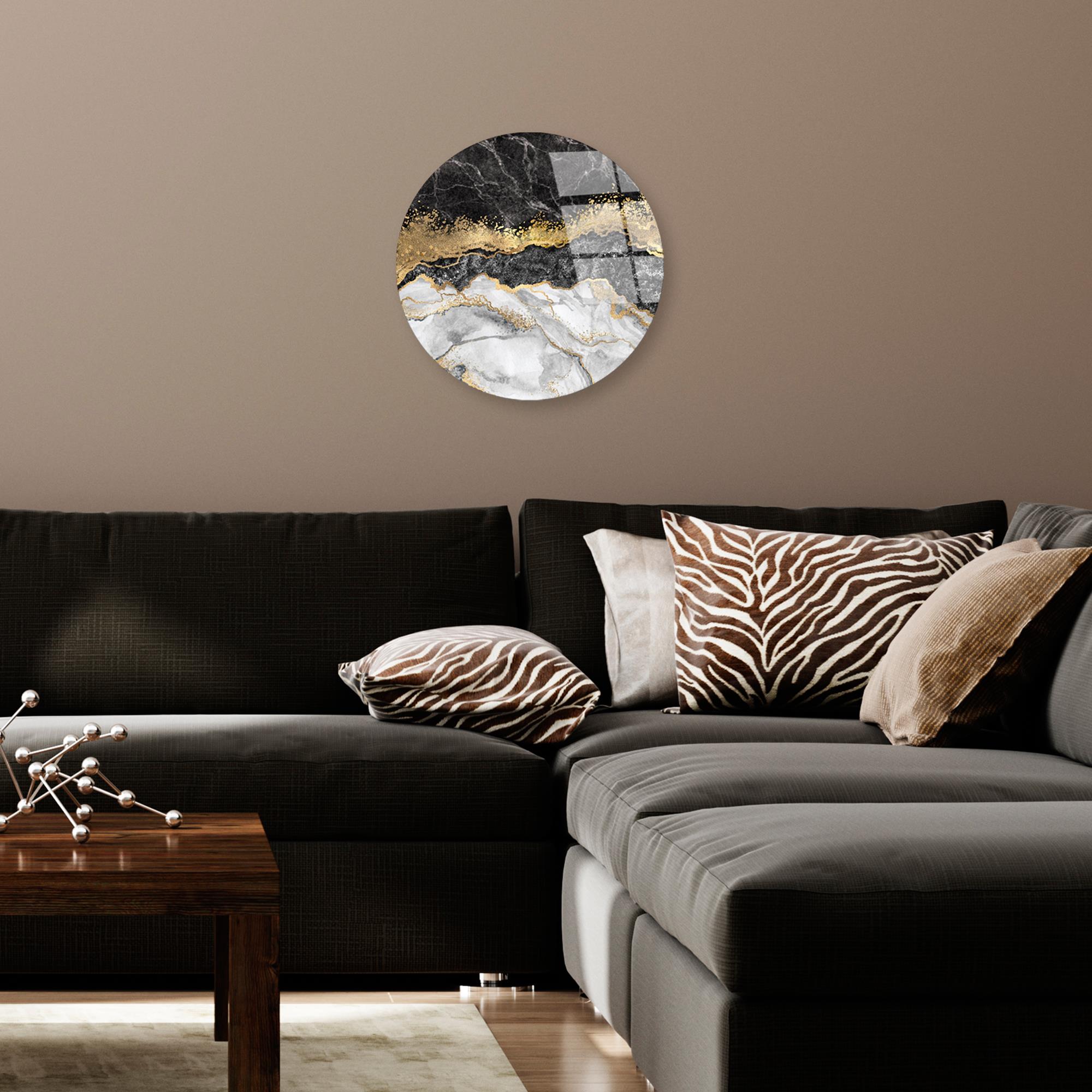 UV-1153 Baskılı Cam Yuvarlak Duvar Tablosu | ByLamp