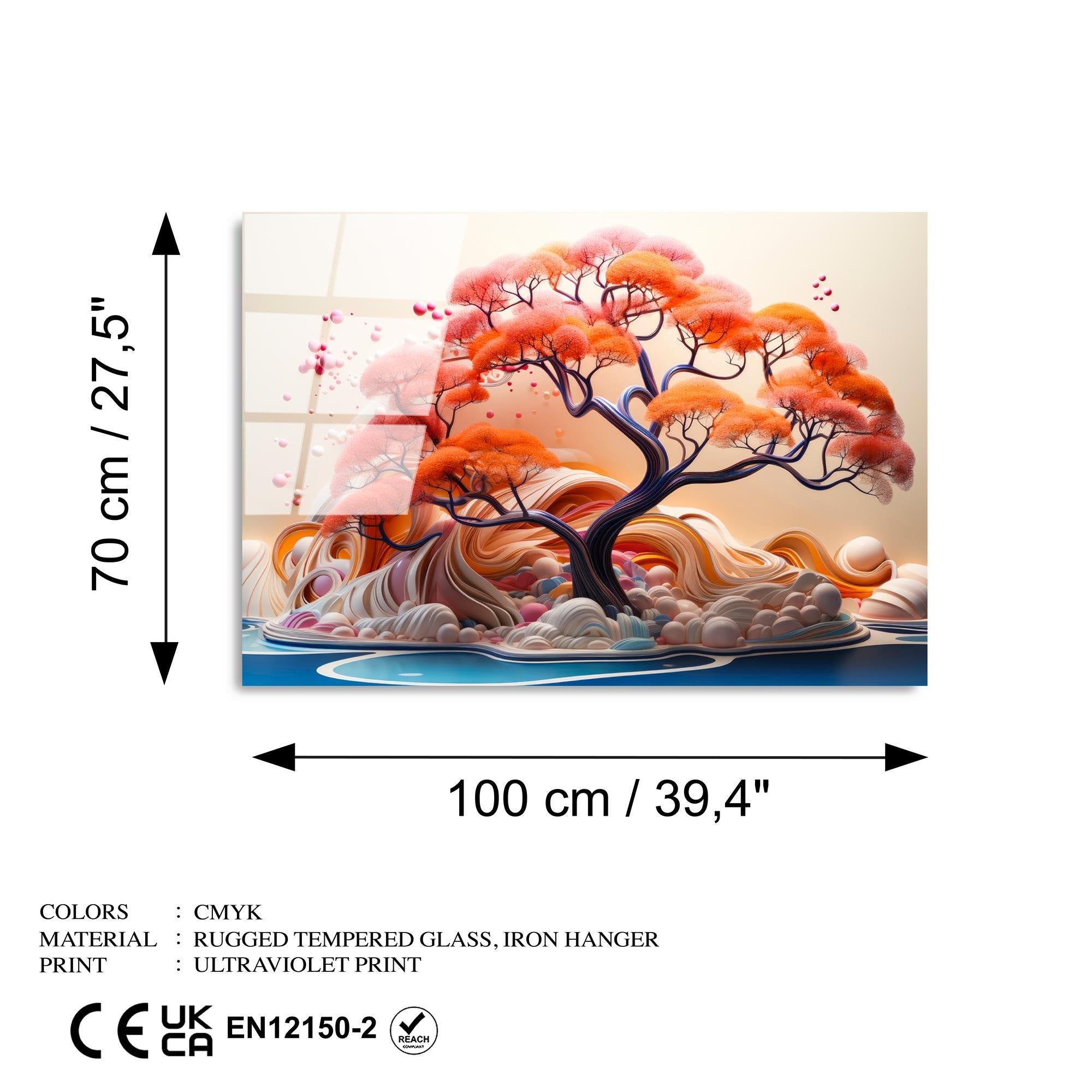 UV-1211 Baskılı Cam Dikdörtgen Duvar Tablosu | ByLamp