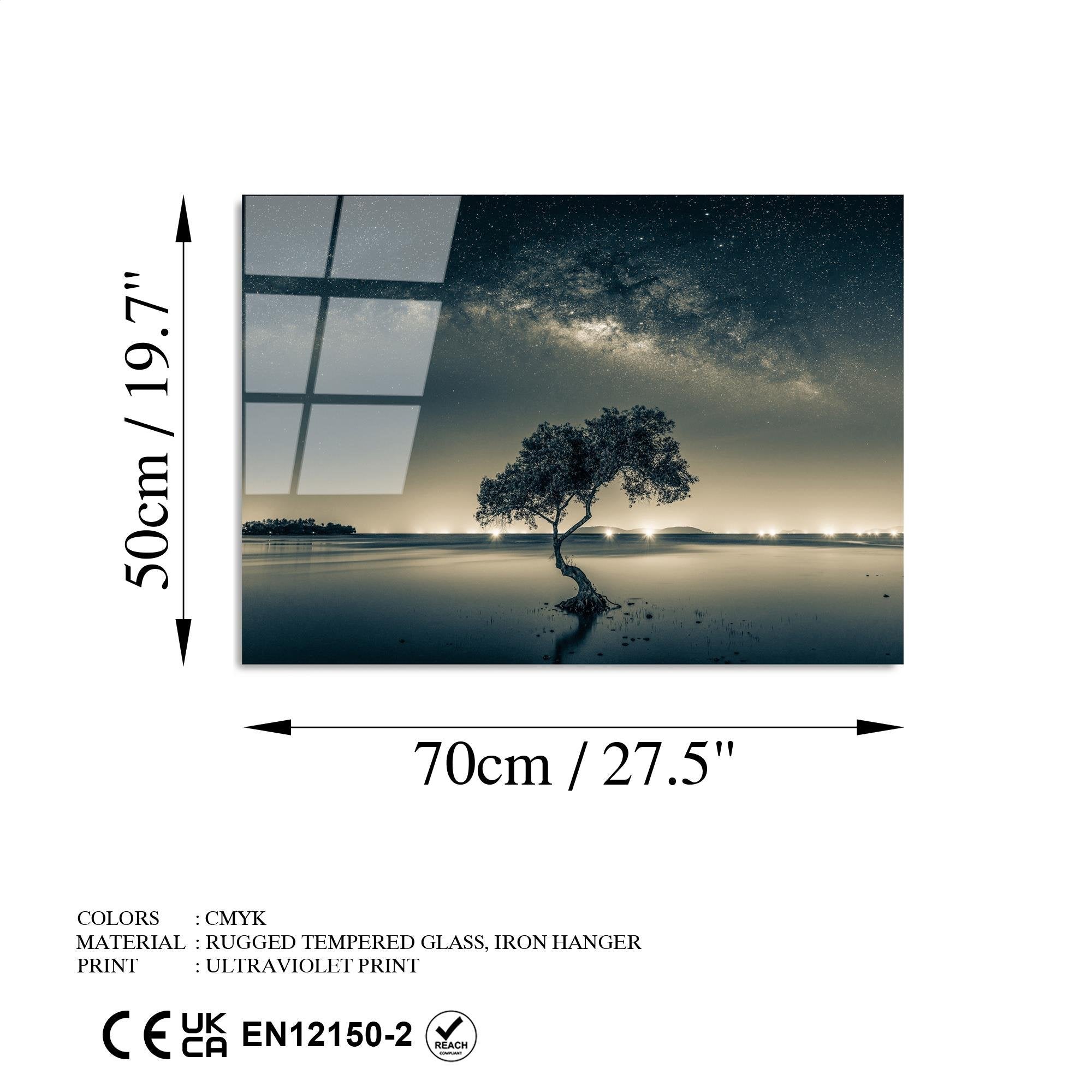 UV-436 Baskılı Cam Dikdörtgen Duvar Tablosu | ByLamp