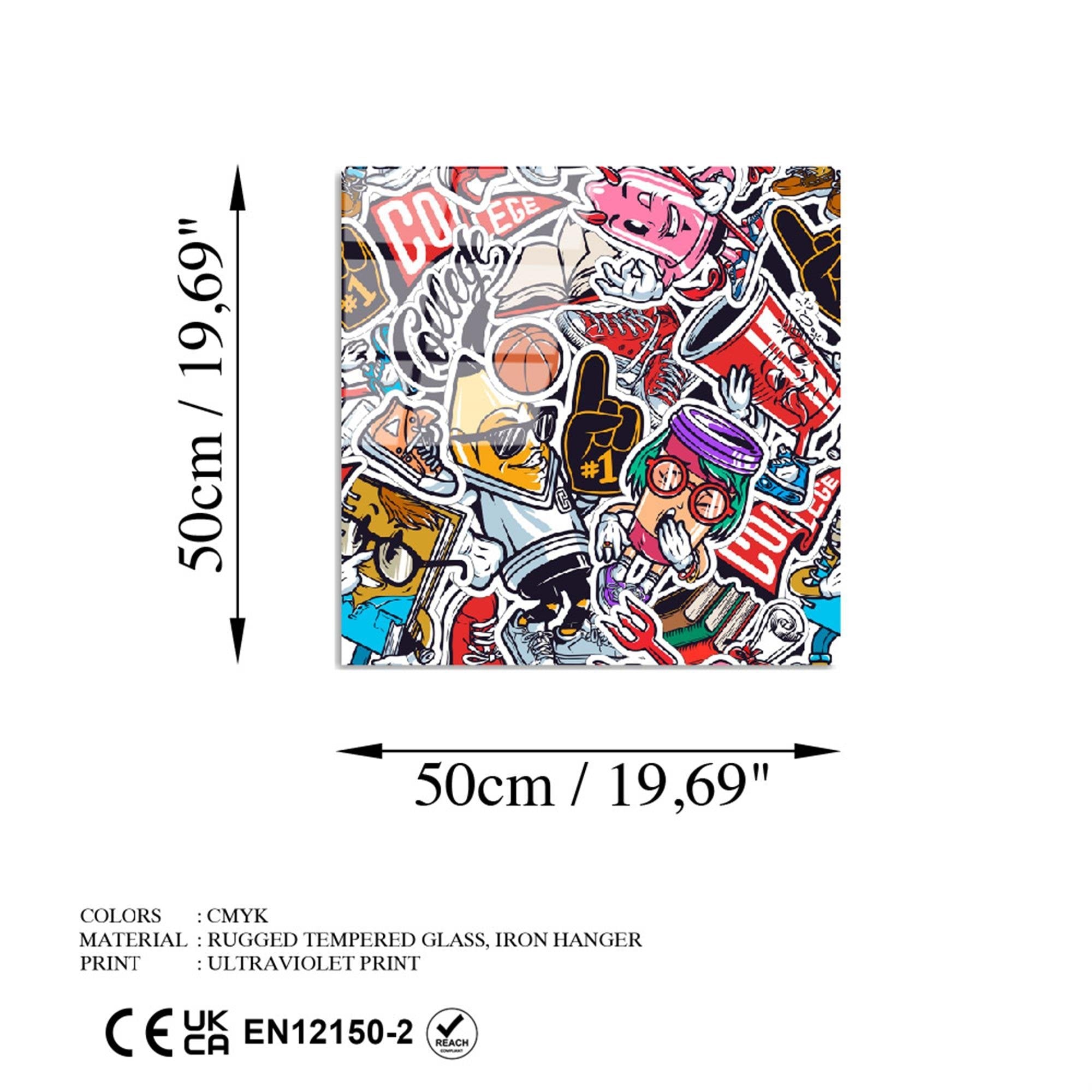 UV-816 Baskılı Cam Kare Duvar Tablosu | ByLamp