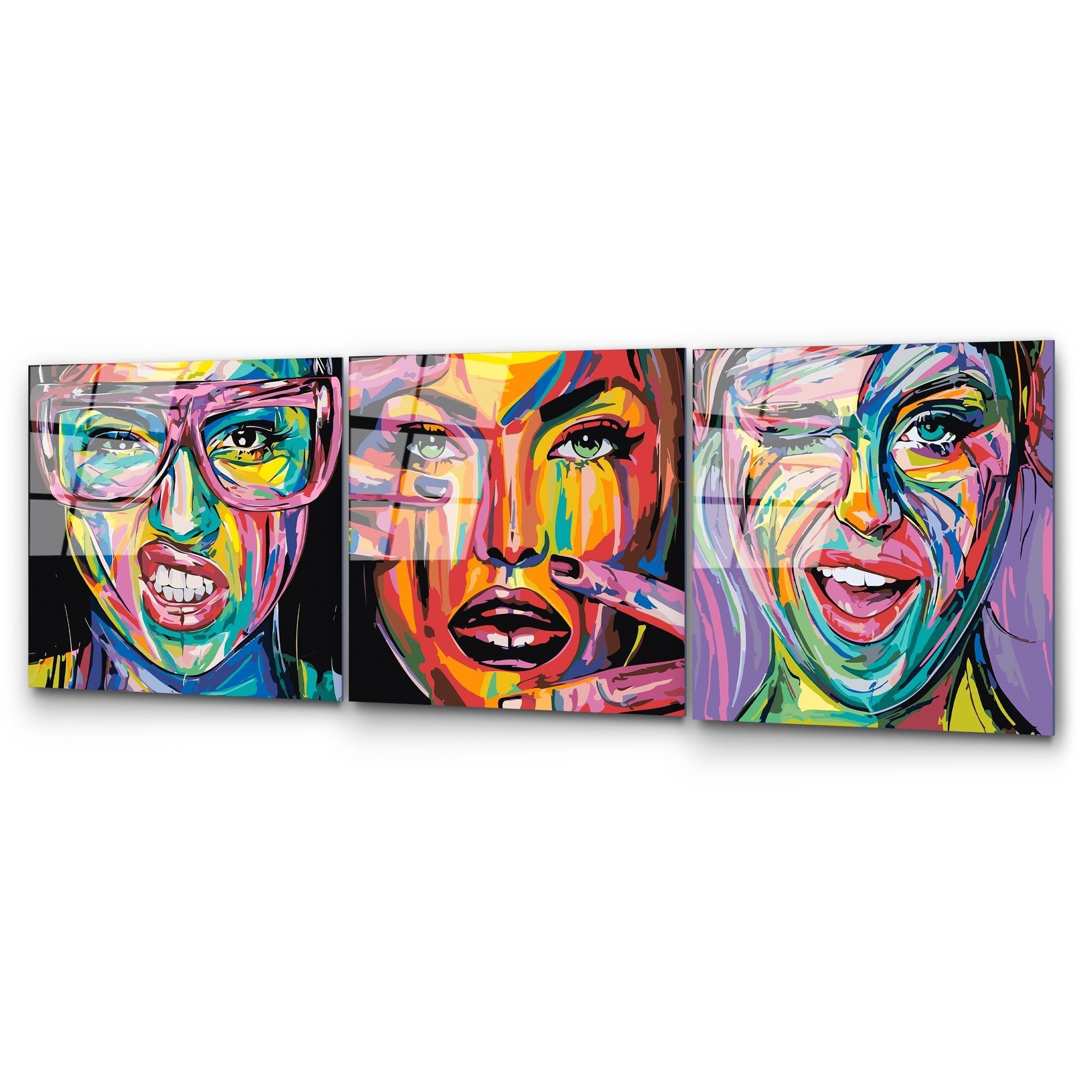 UV-852 Baskılı Cam 3'lü Set Duvar Tablosu | ByLamp