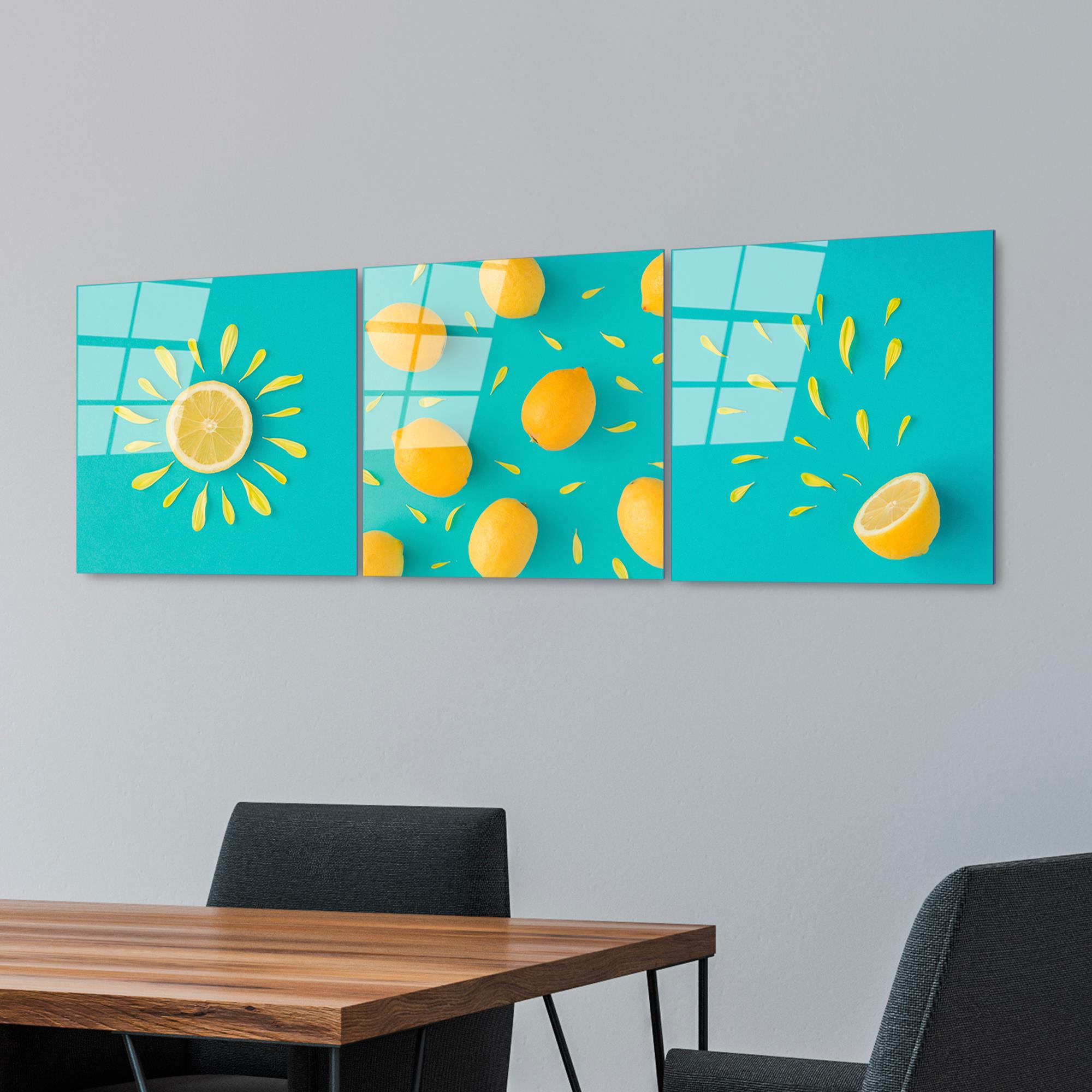 UV-854 Baskılı Cam 3'lü Set Duvar Tablosu | ByLamp