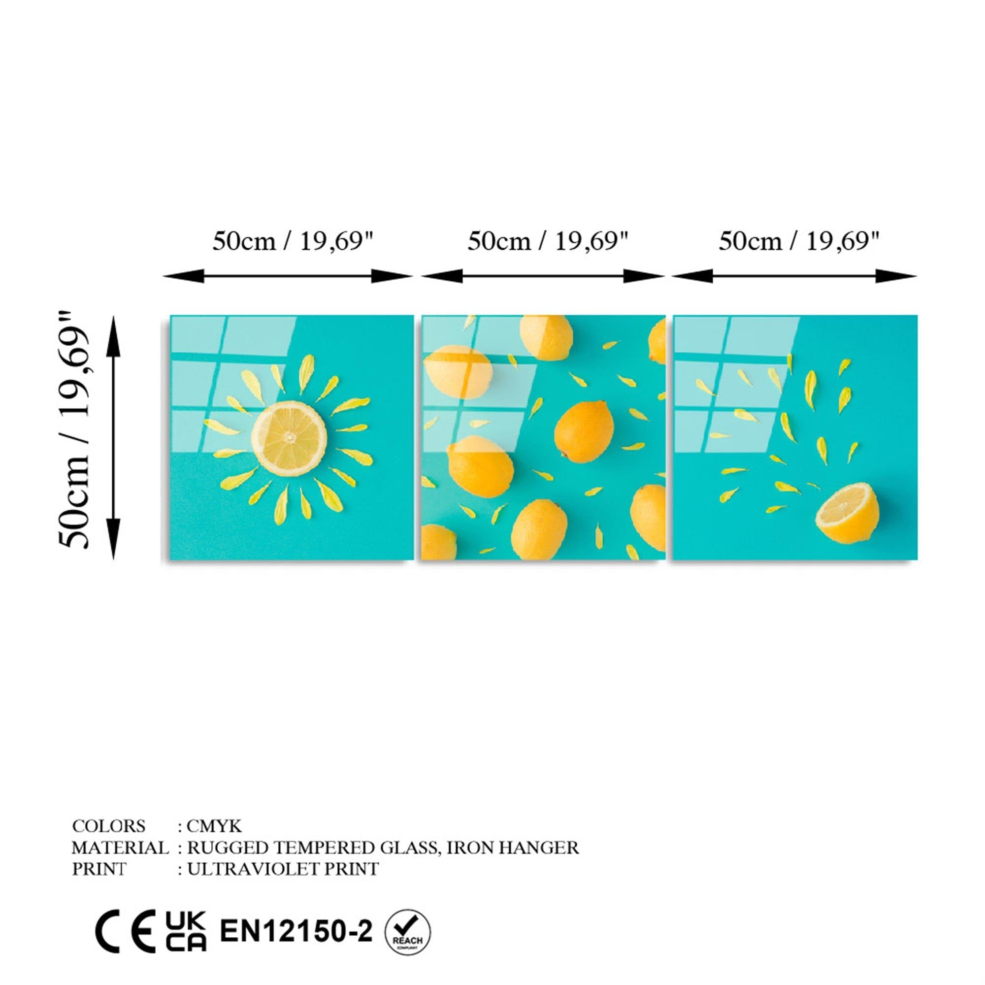 UV-854 Baskılı Cam 3'lü Set Duvar Tablosu | ByLamp