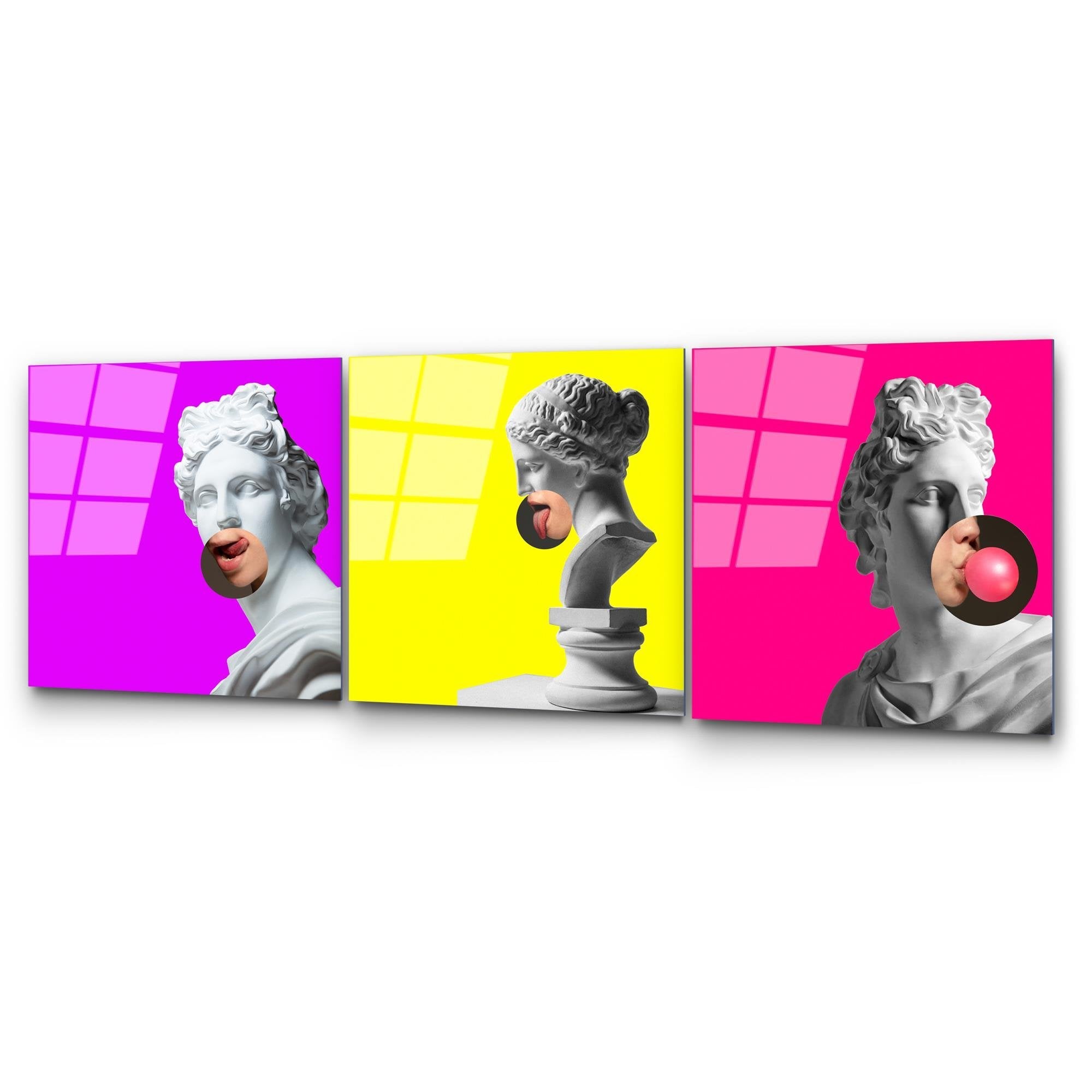 UV-855 Baskılı Cam 3'lü Set Duvar Tablosu | ByLamp