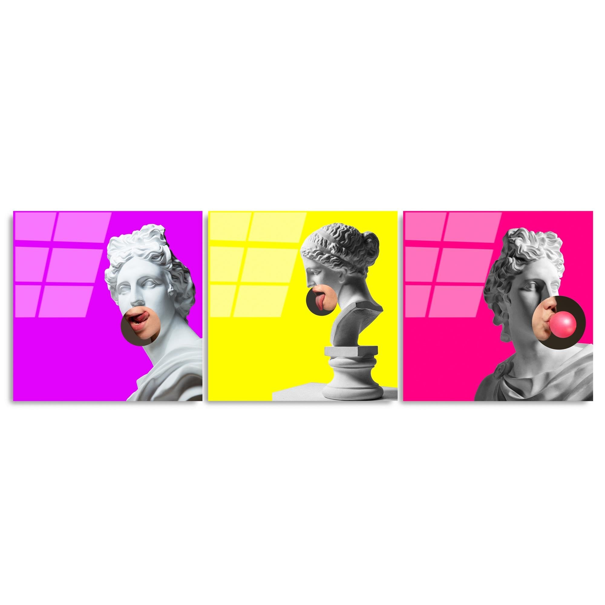 UV-855 Baskılı Cam 3'lü Set Duvar Tablosu | ByLamp