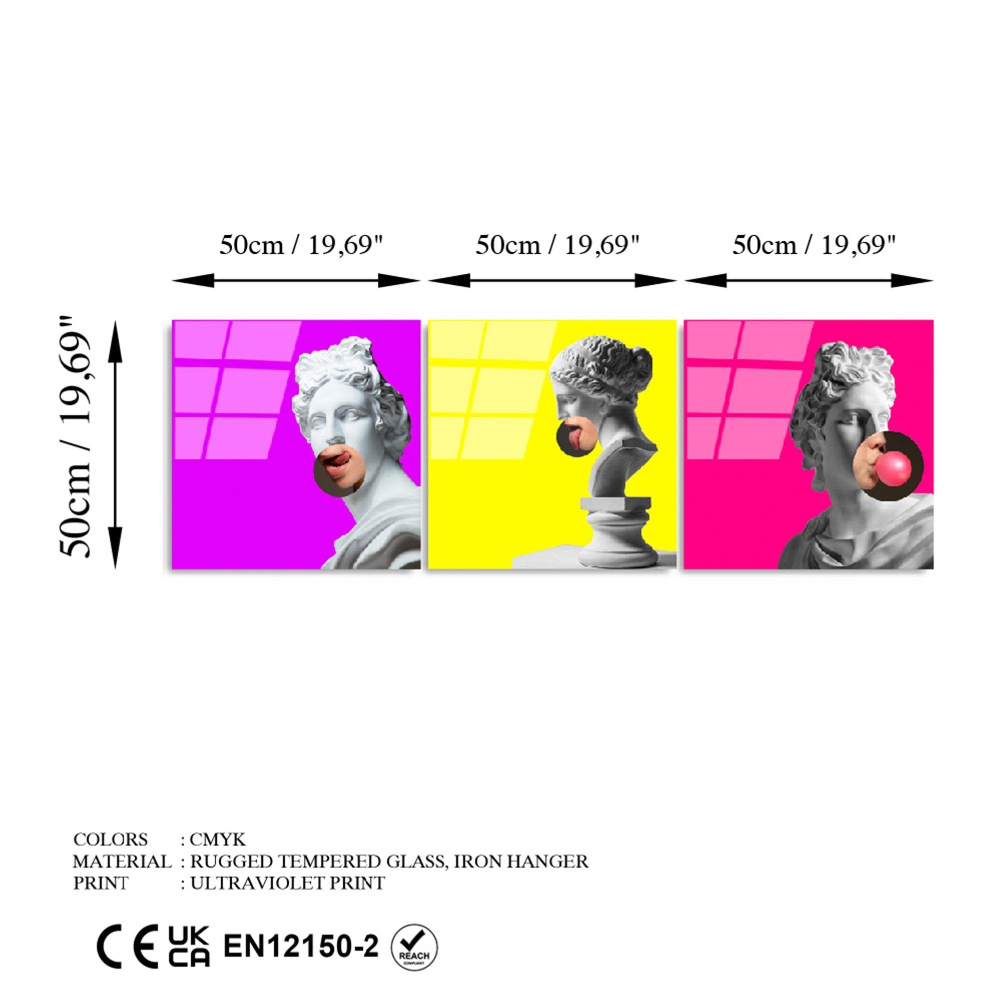 UV-855 Baskılı Cam 3'lü Set Duvar Tablosu | ByLamp