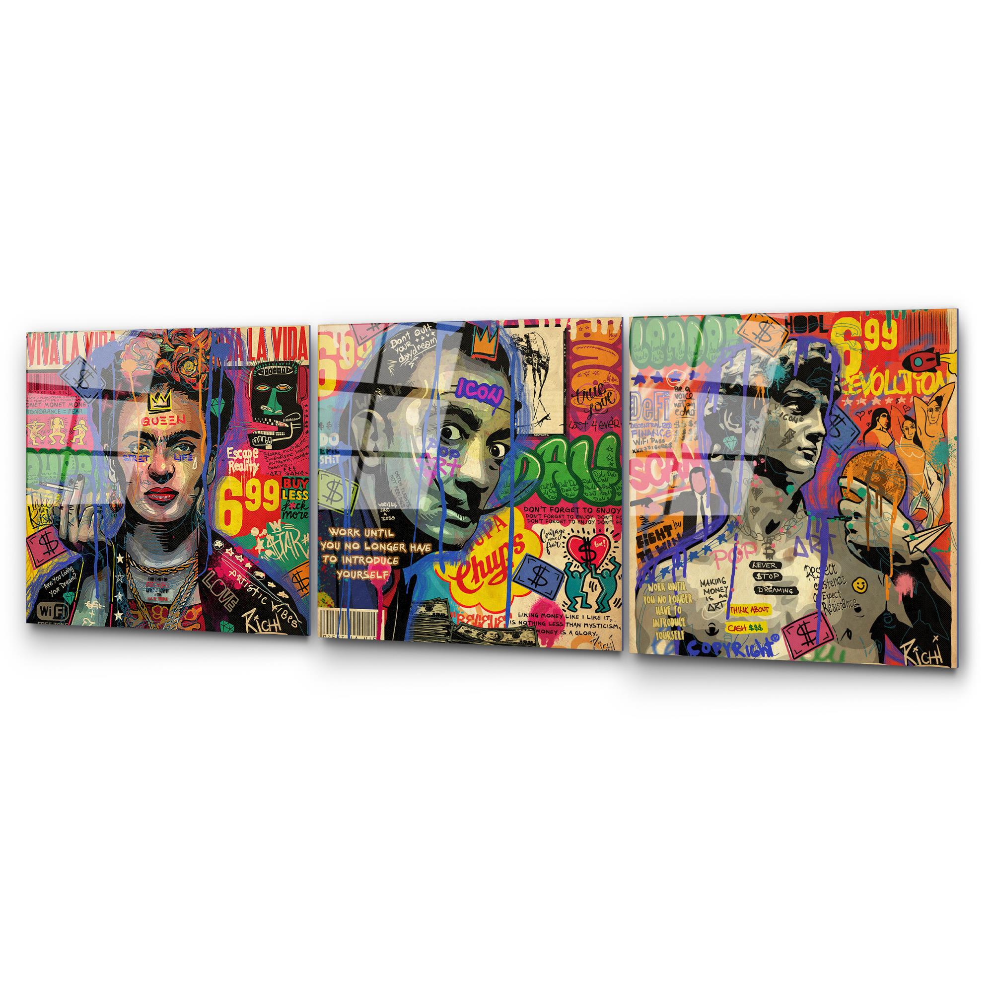 UV-856 Baskılı Cam 3'lü Set Duvar Tablosu | ByLamp