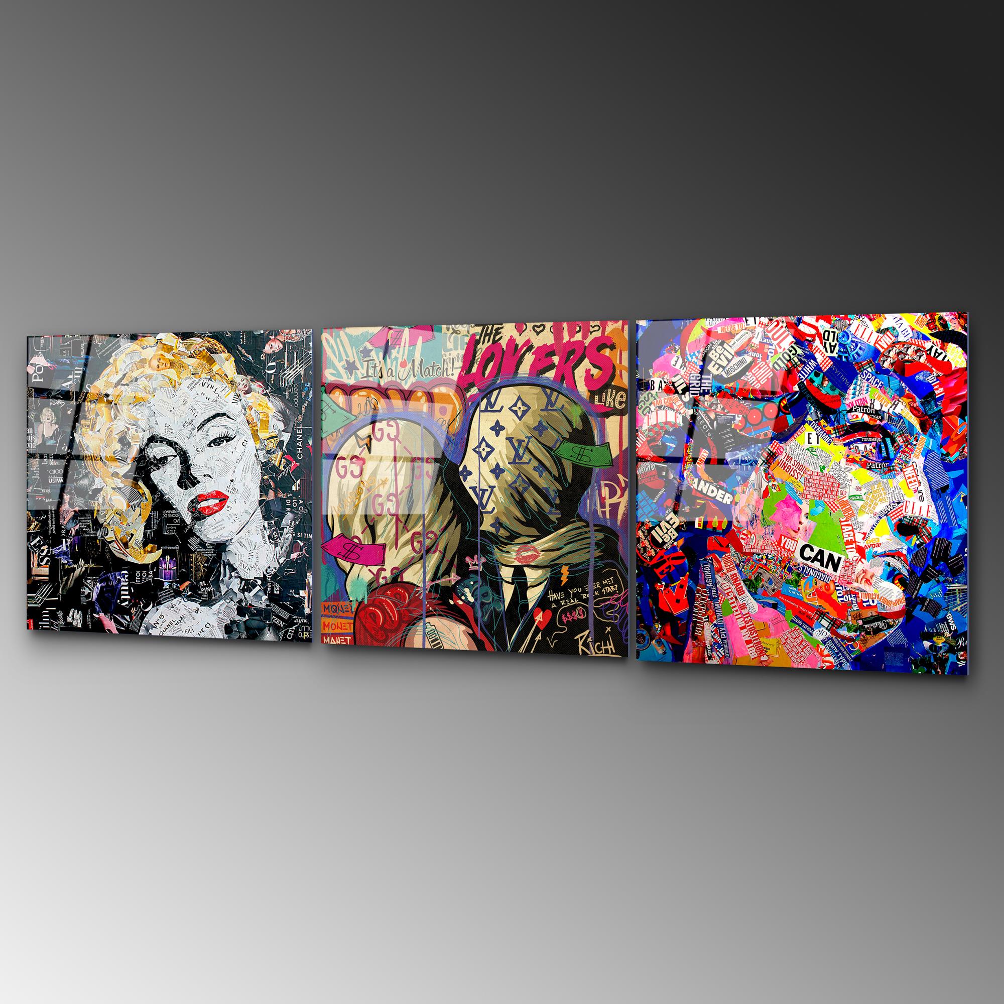 UV-857 Baskılı Cam 3'lü Set Duvar Tablosu | ByLamp