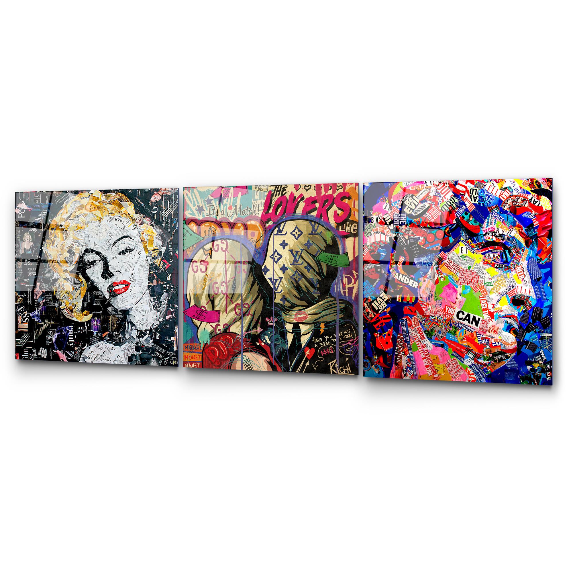 UV-857 Baskılı Cam 3'lü Set Duvar Tablosu | ByLamp