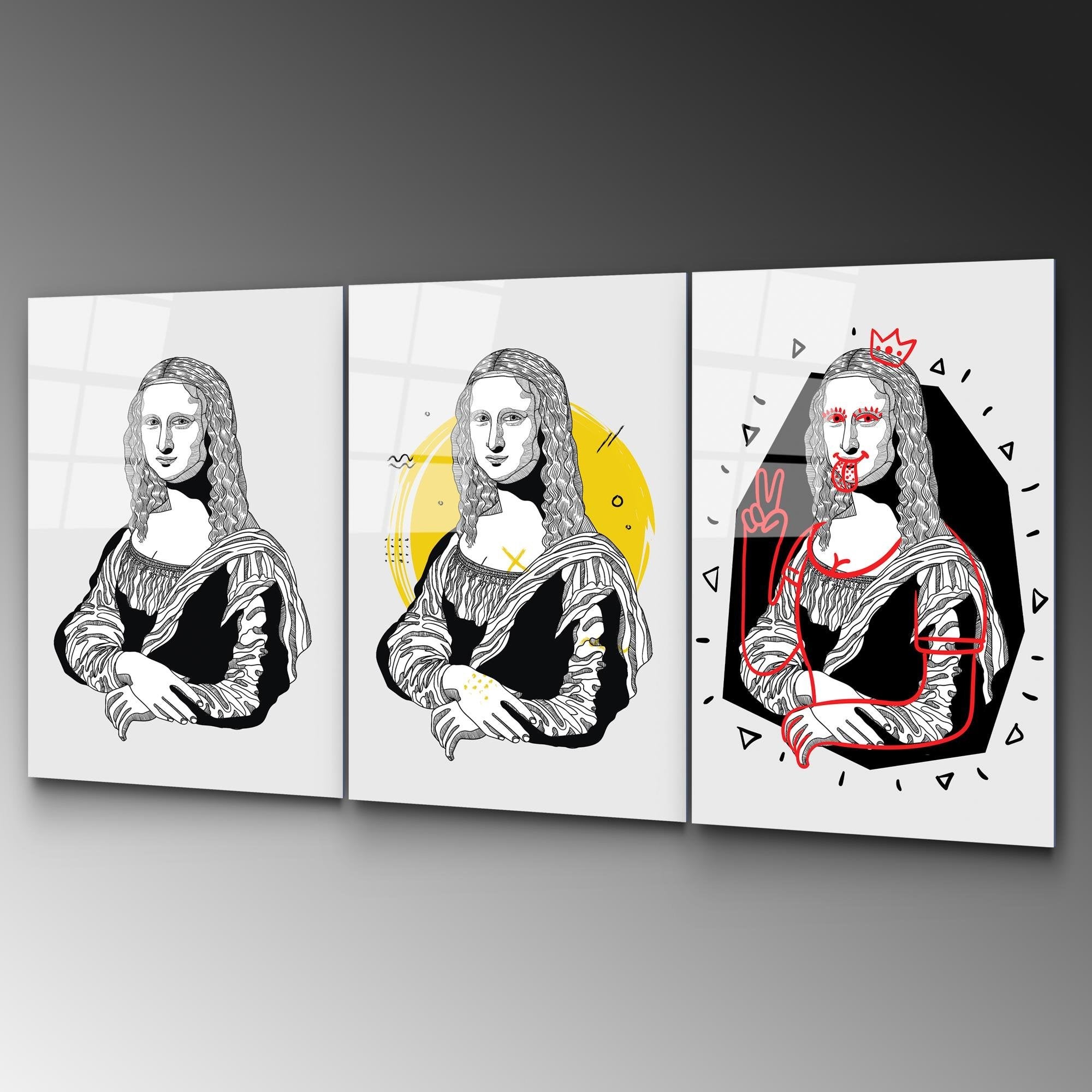 UV-877 Baskılı Cam 3'lü Set Duvar Tablosu | ByLamp