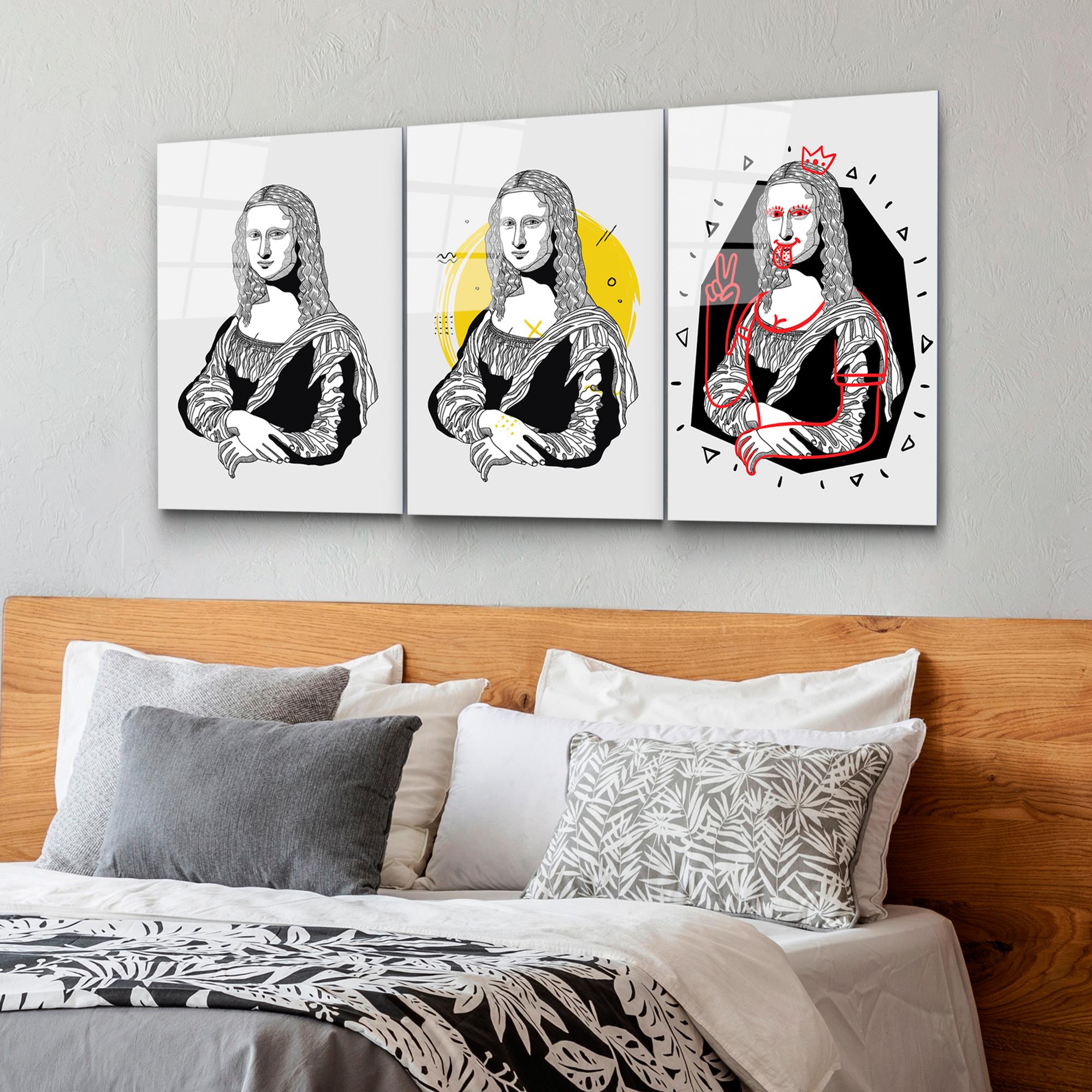 UV-877 Baskılı Cam 3'lü Set Duvar Tablosu | ByLamp