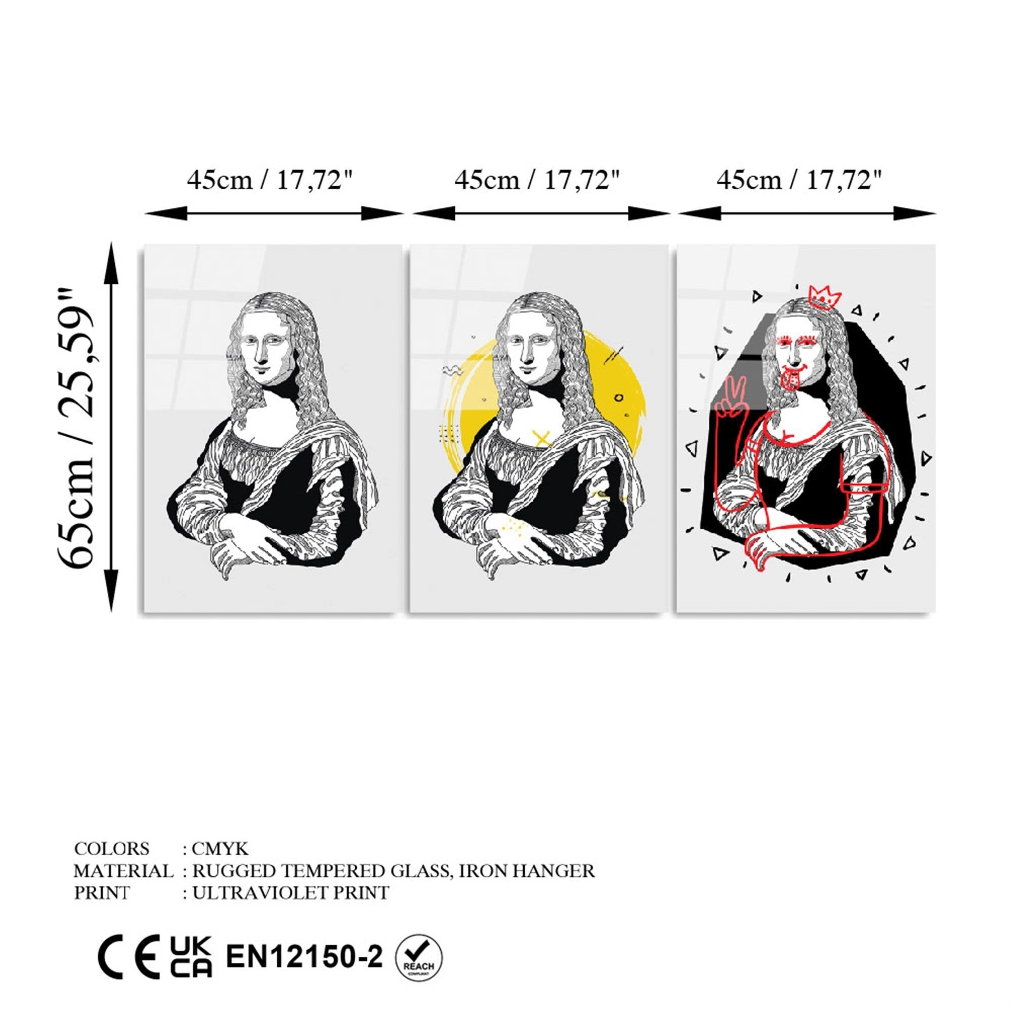 UV-877 Baskılı Cam 3'lü Set Duvar Tablosu | ByLamp