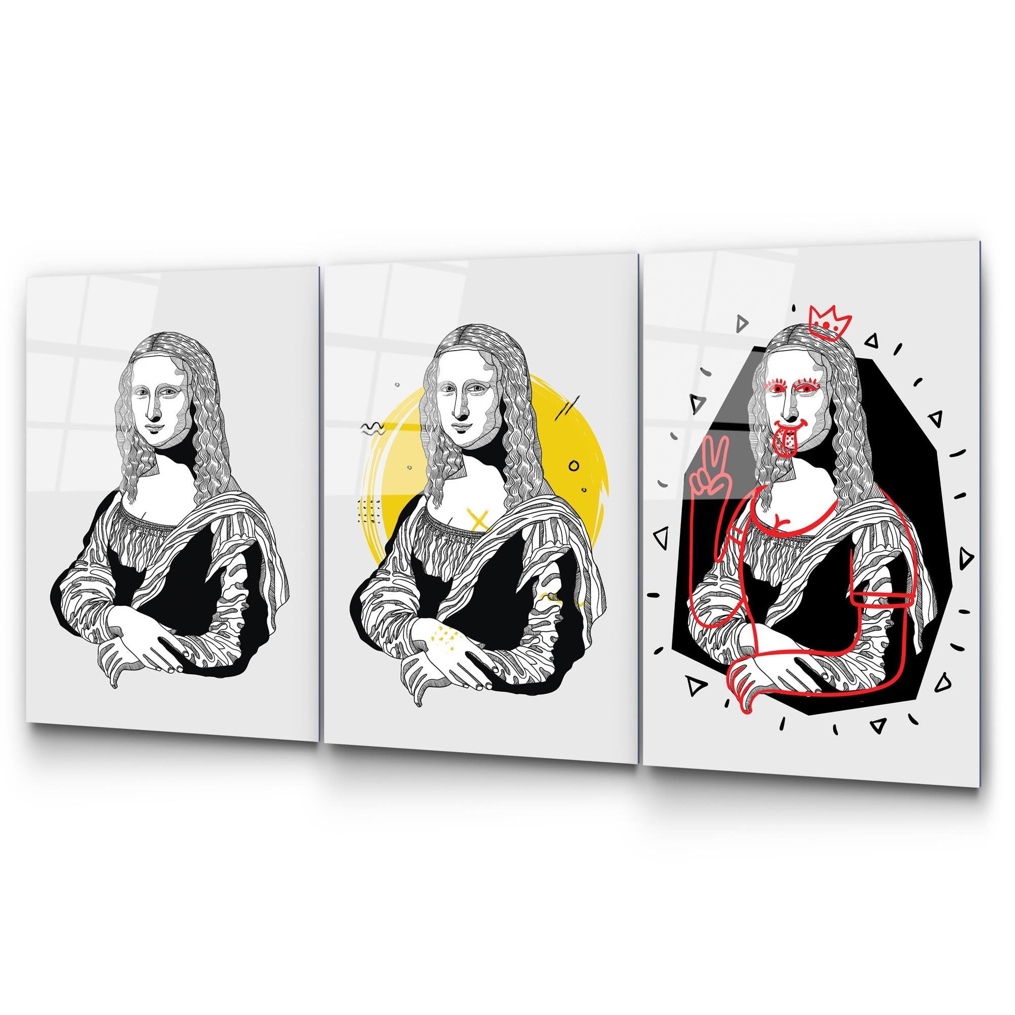 UV-877 Baskılı Cam 3'lü Set Duvar Tablosu | ByLamp