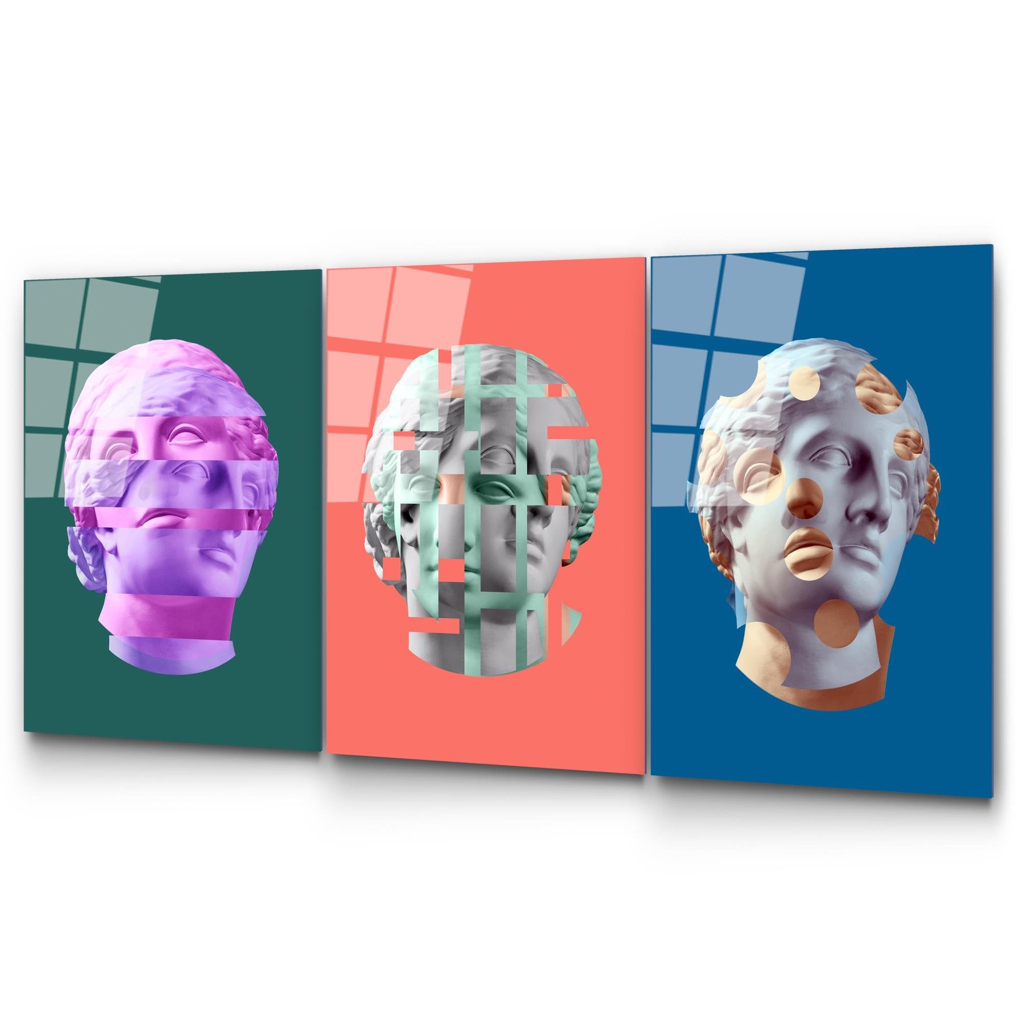 UV-878 Baskılı Cam 3'lü Set Duvar Tablosu | ByLamp